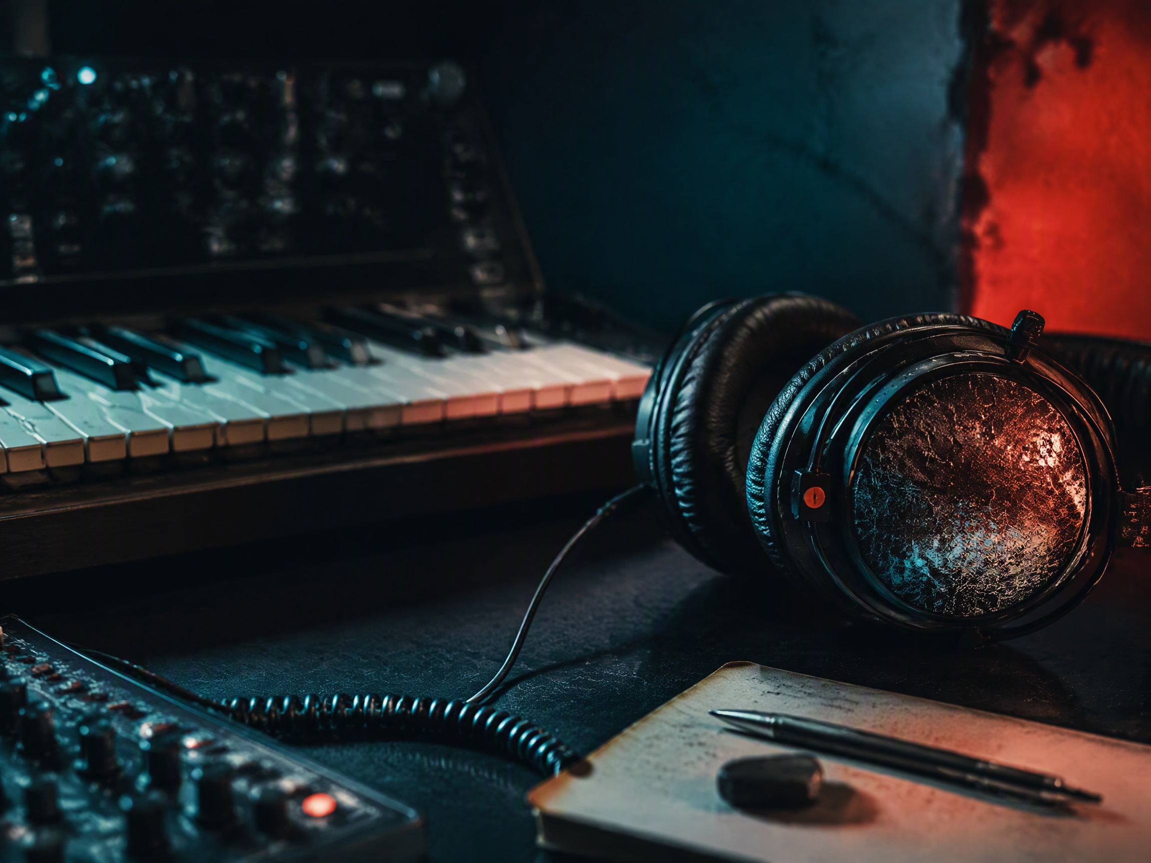 Close-up sound texture inspired by ads music