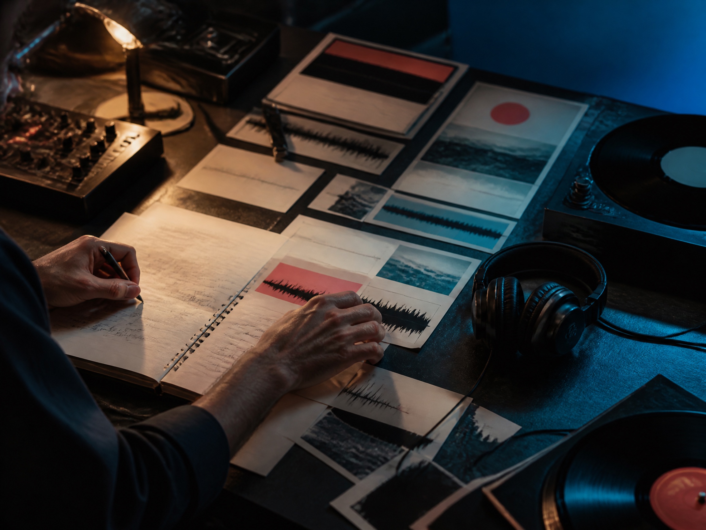 Creative process scene for cinematic music