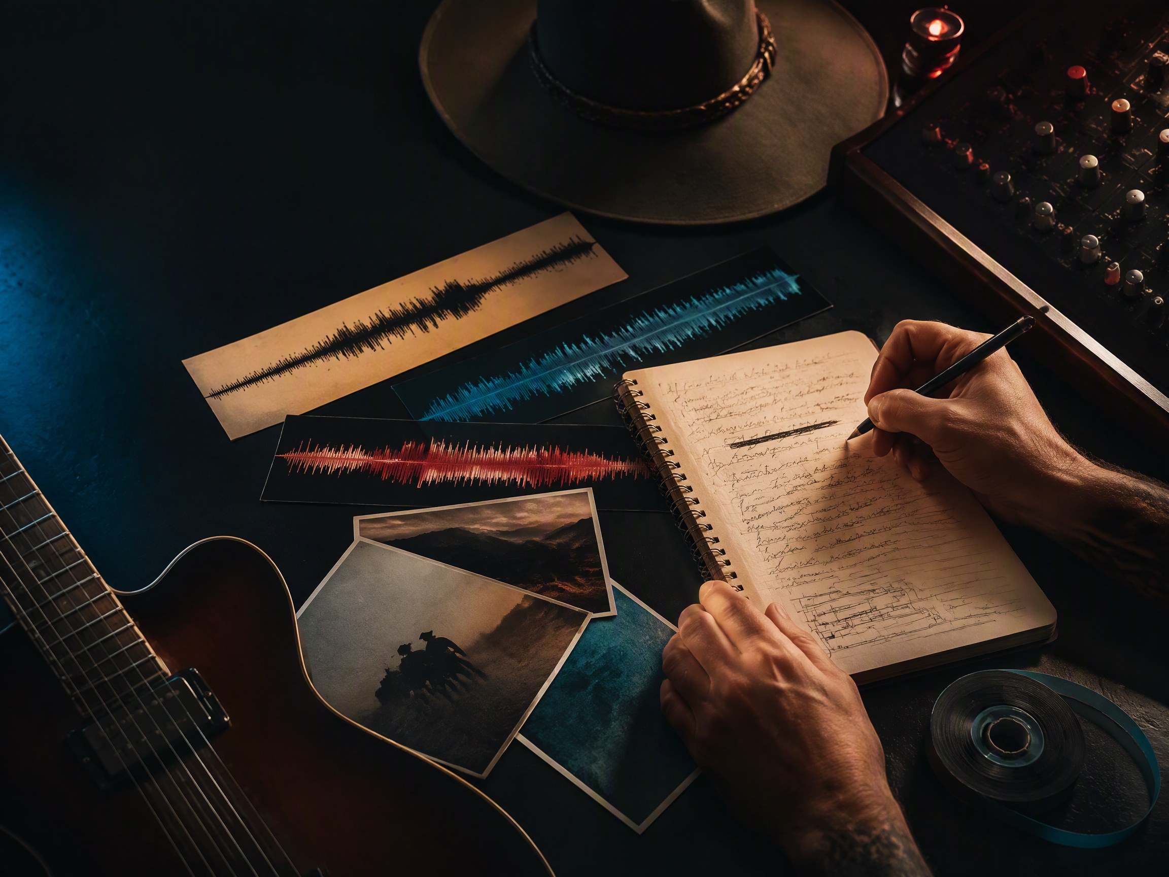 Creative process scene for country music