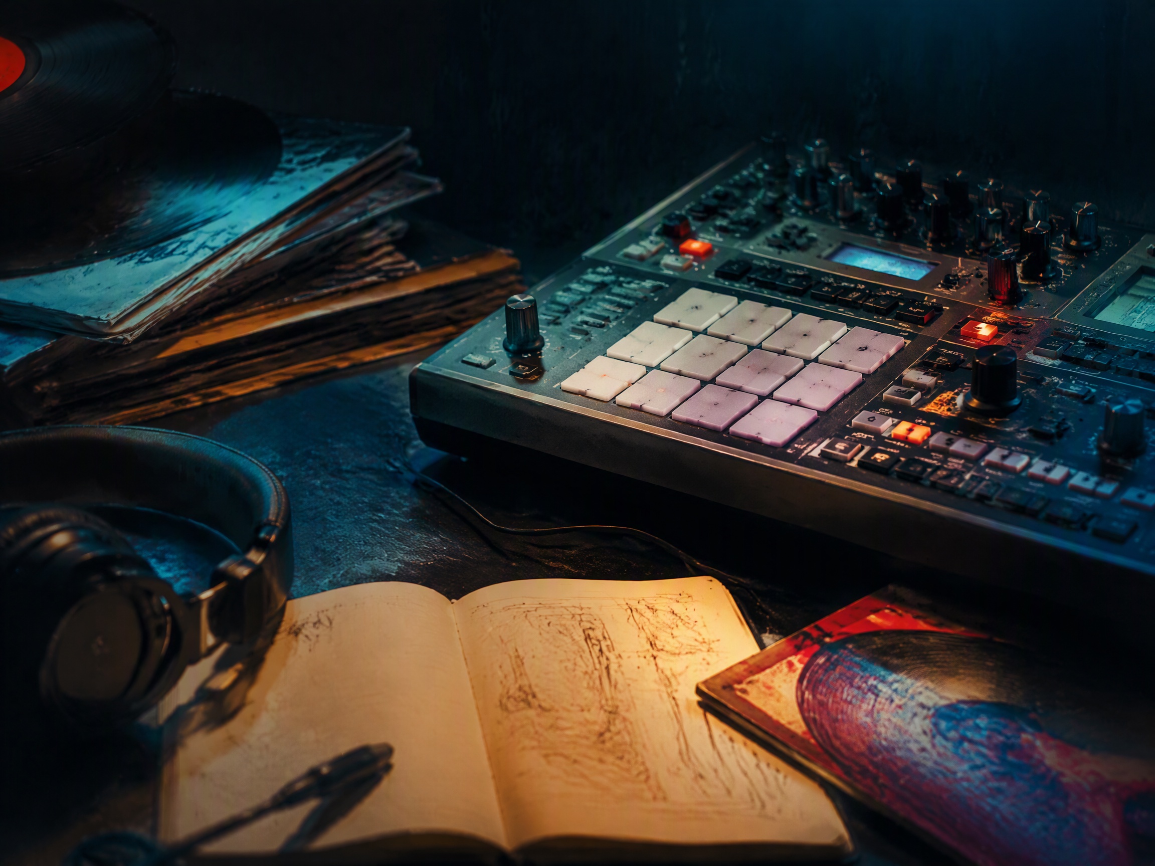 Close-up sound texture inspired by drum and bass music