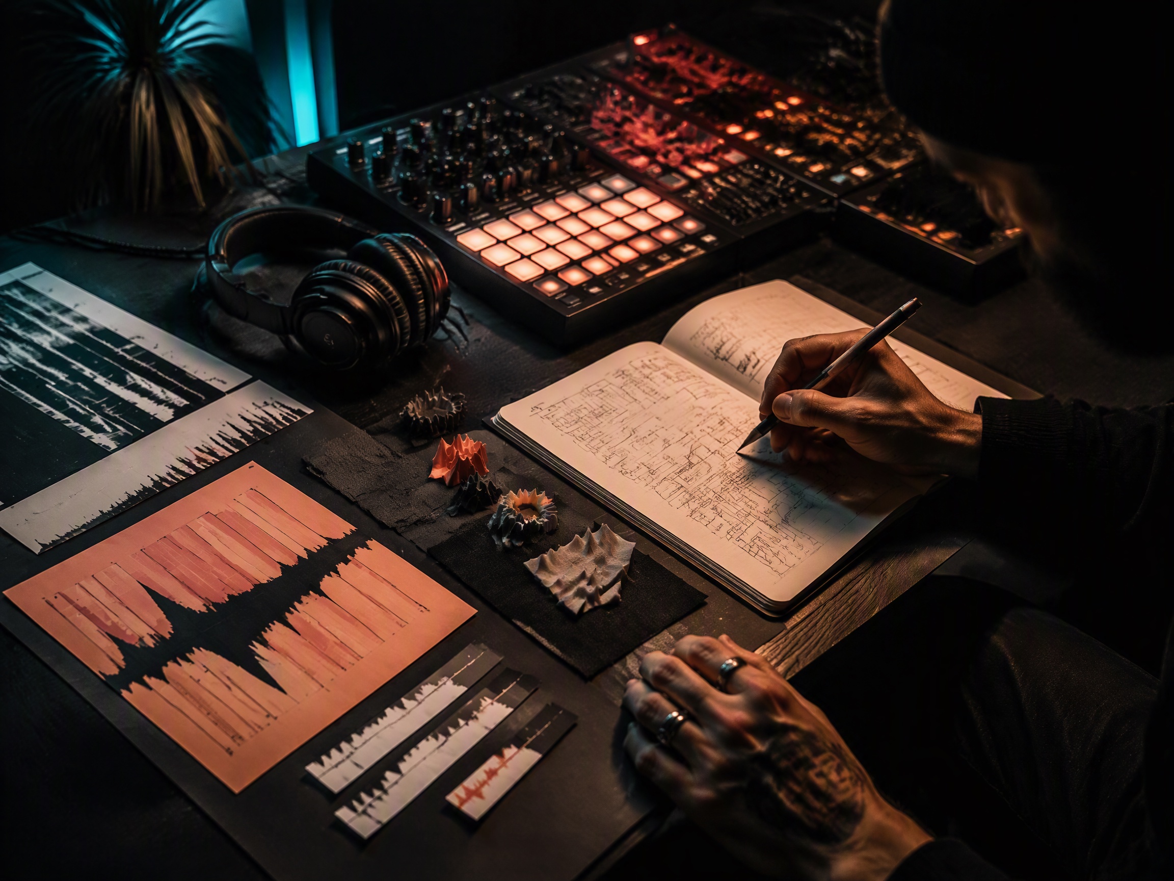 Creative process scene for drum and bass music
