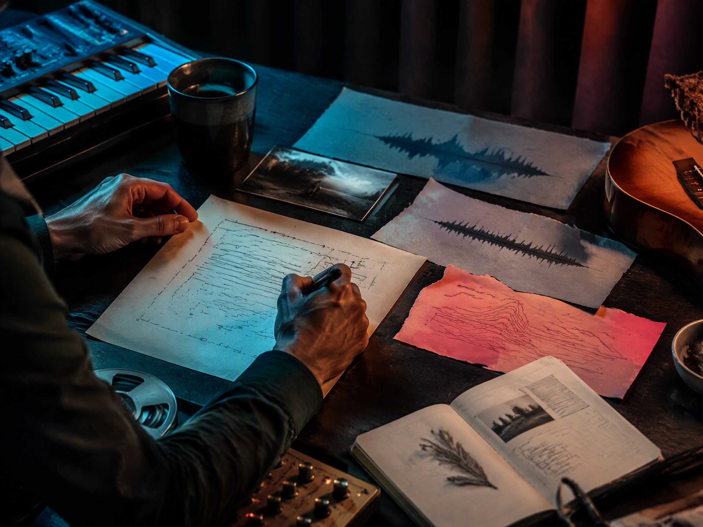 Creative process scene for folk music
