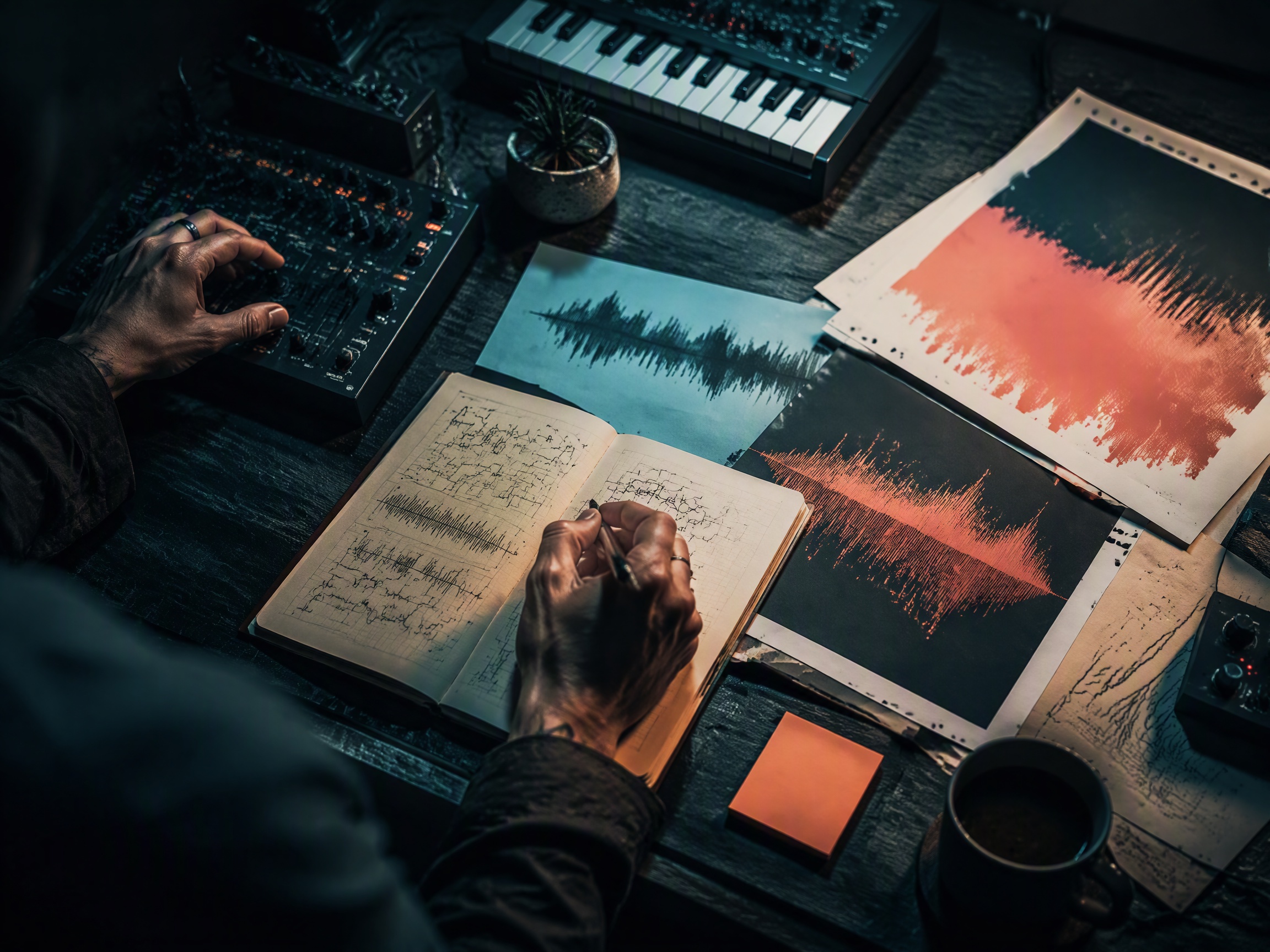 Creative process scene for house music