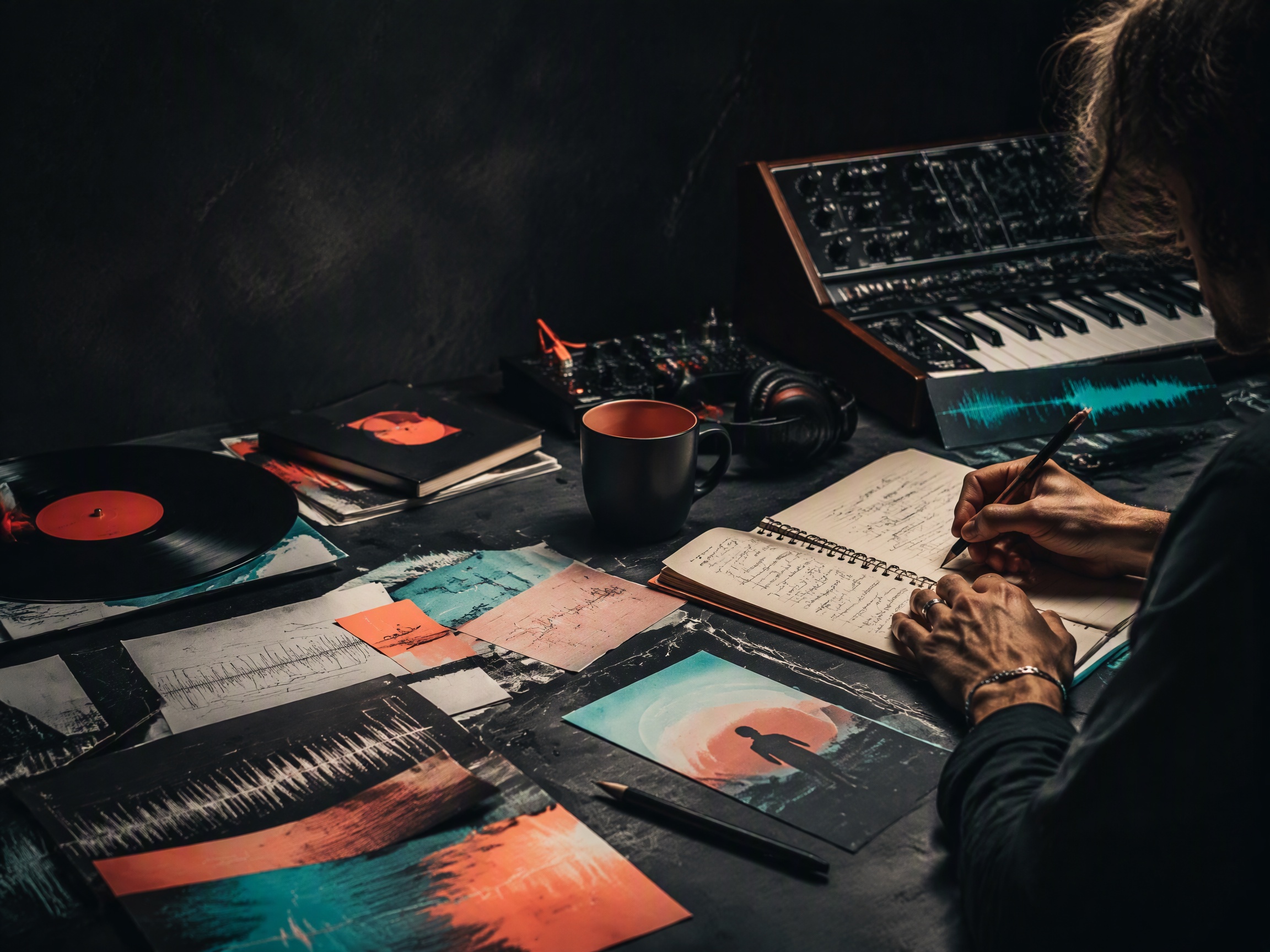 Creative process scene for indie pop music