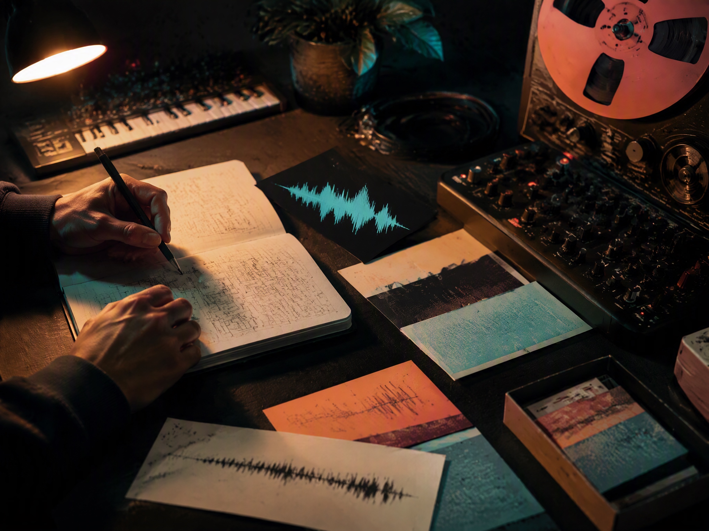 Creative process scene for lo fi music