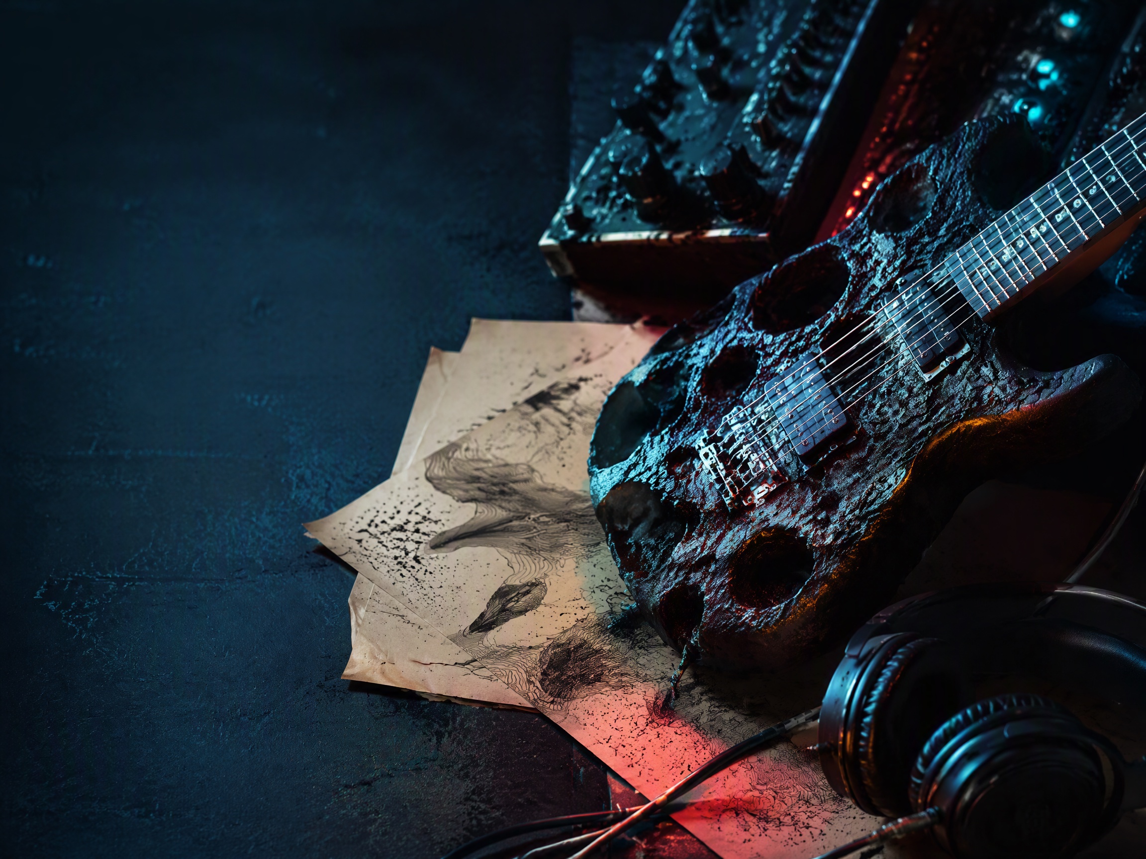 Close-up sound texture inspired by metal music