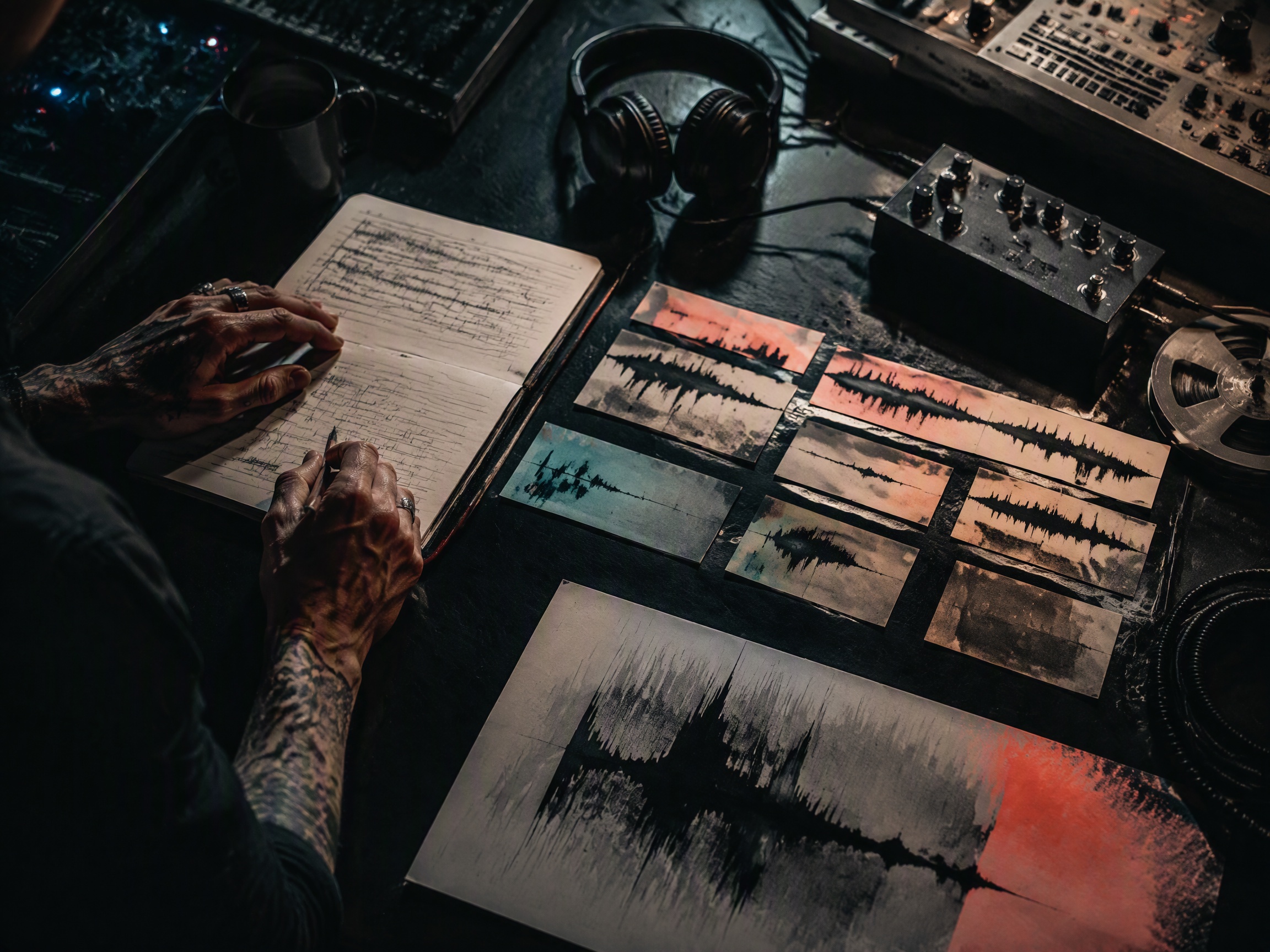 Creative process scene for metal music