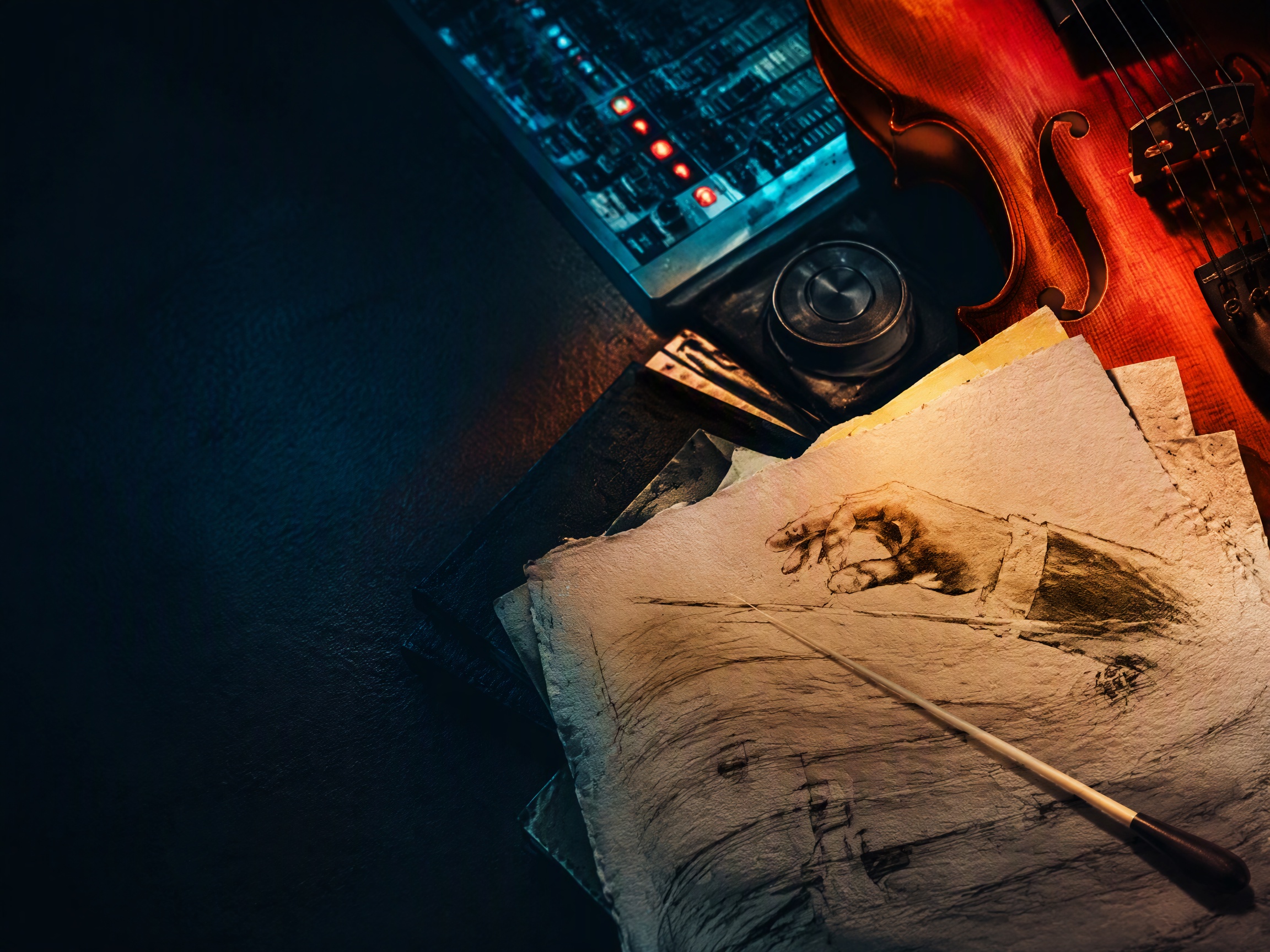Close-up sound texture inspired by orchestral music