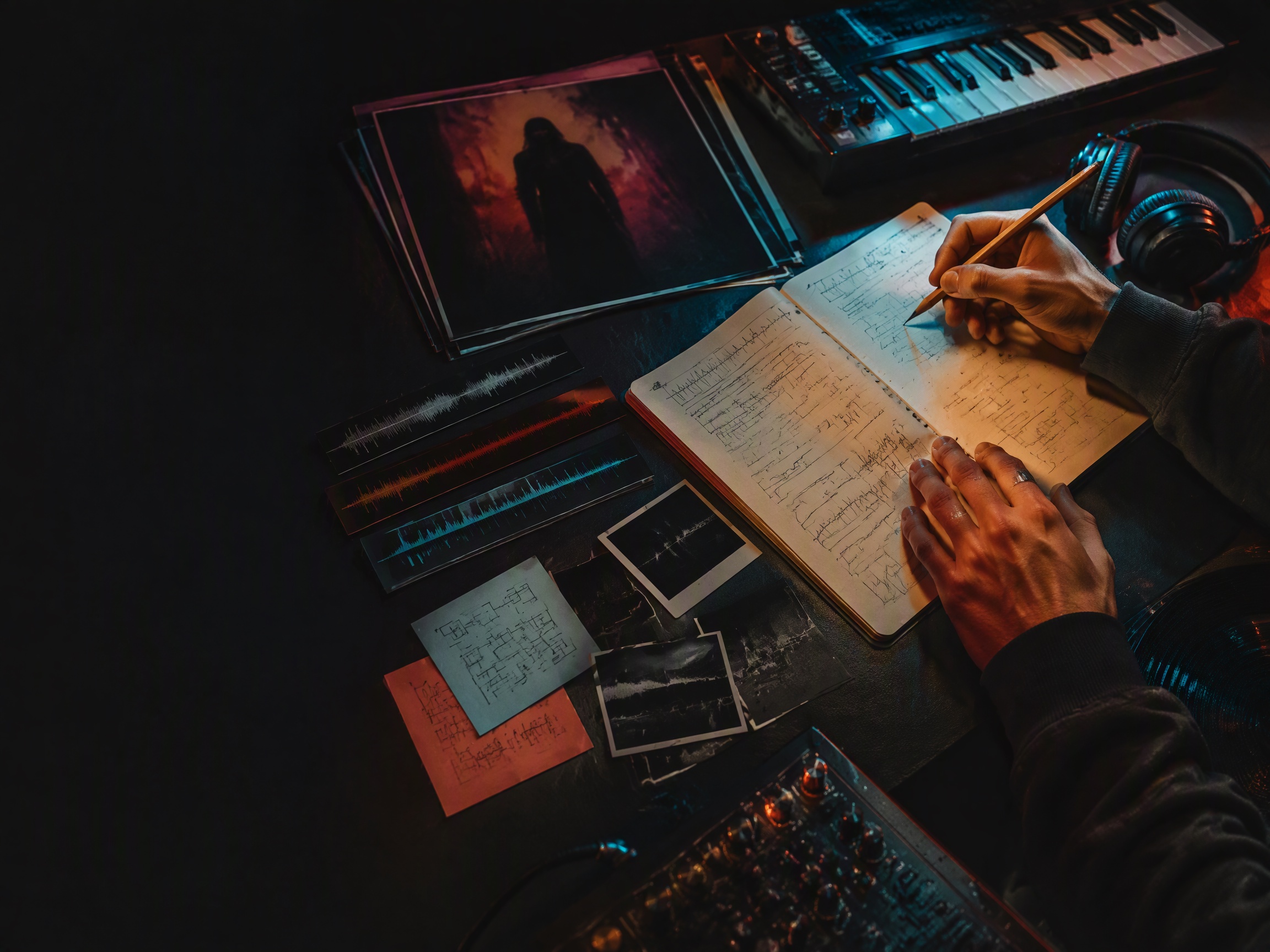 Creative process scene for phonk music