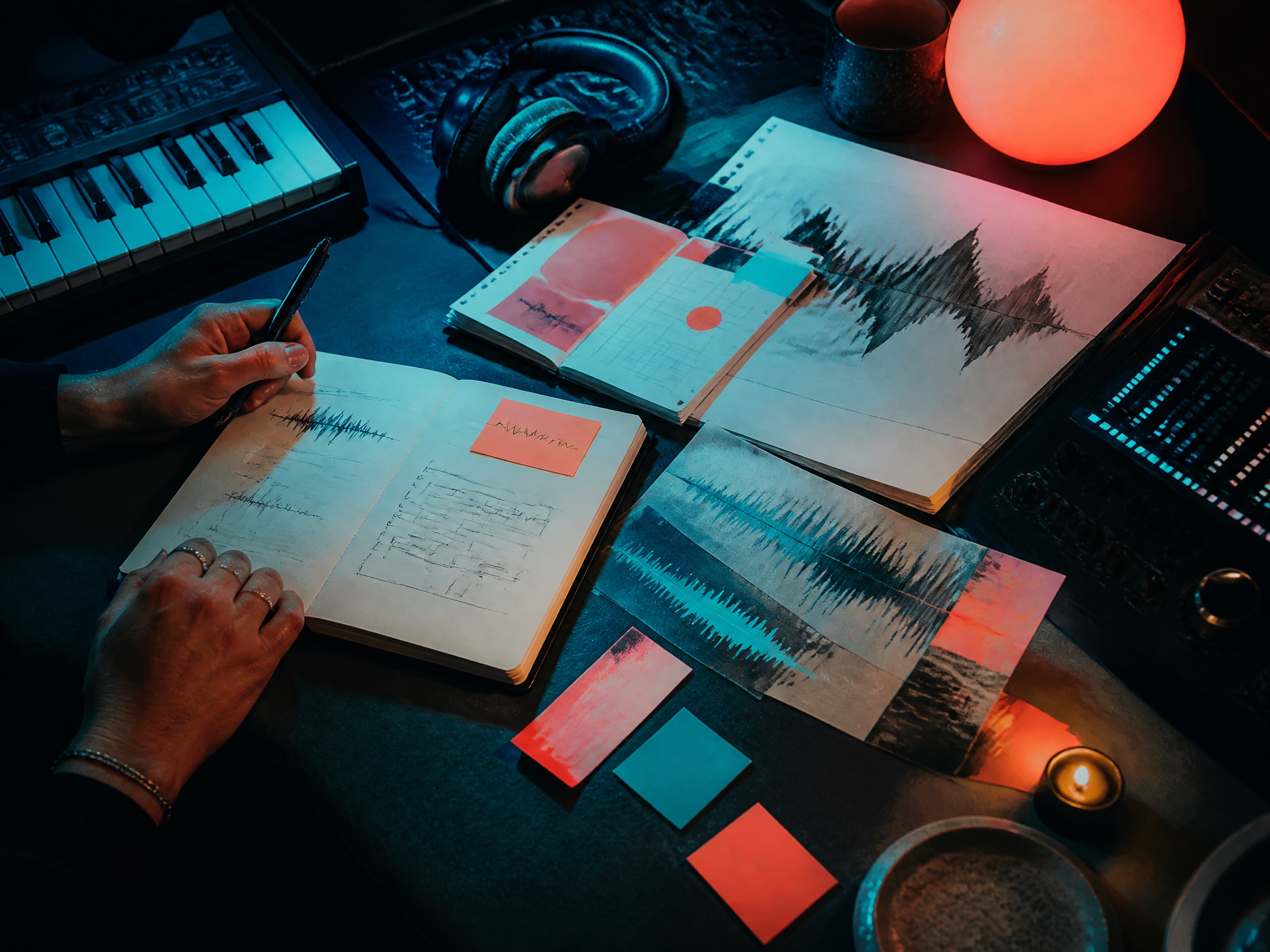 Creative process scene for pop music