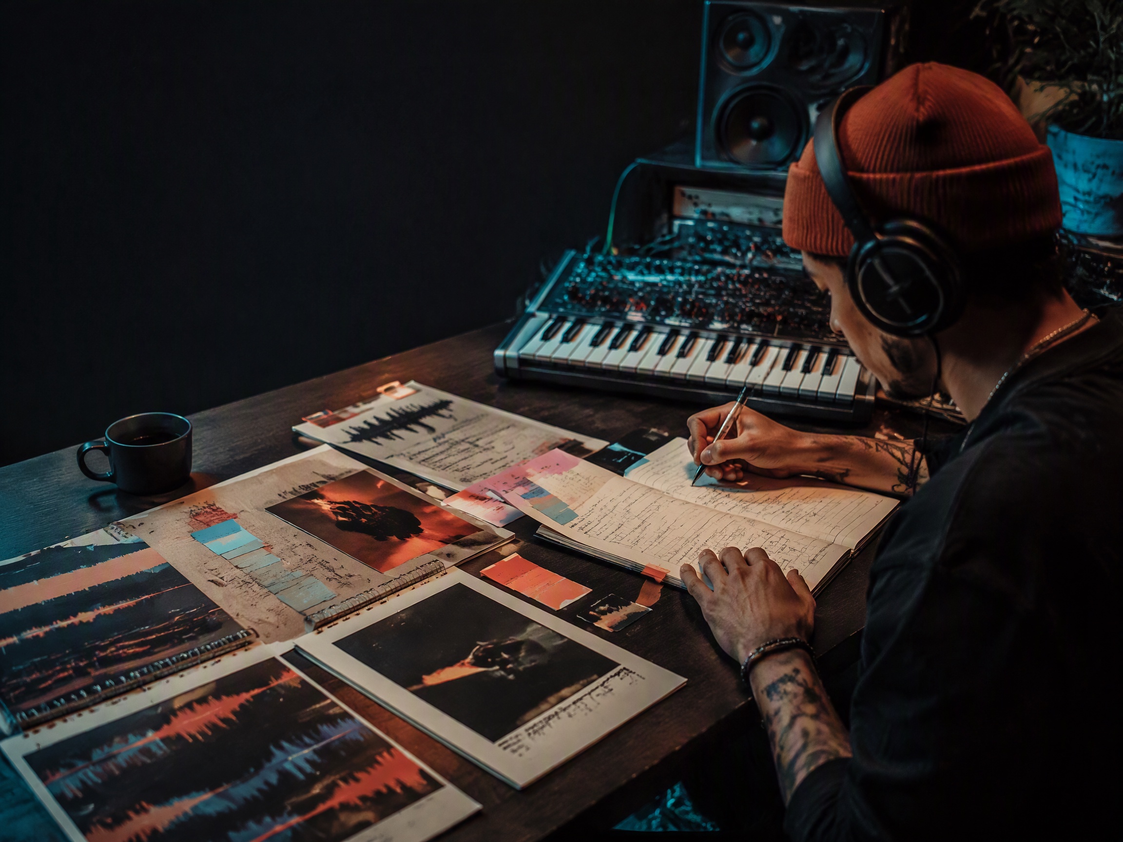 Creative process scene for reggaeton music