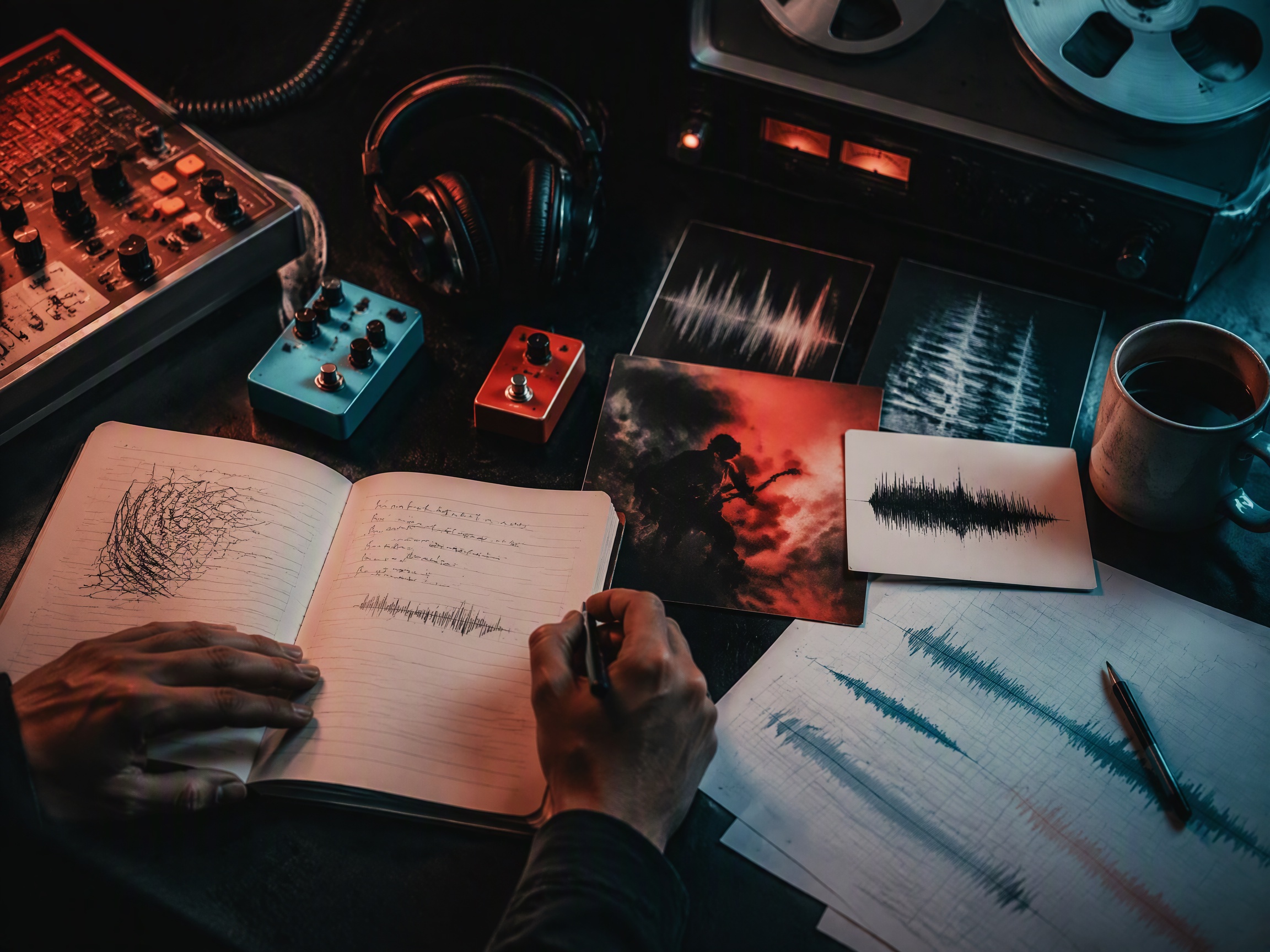Creative process scene for rock music