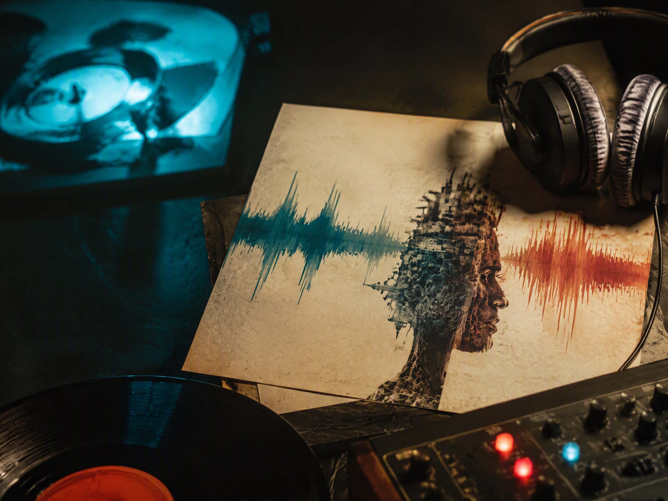 Close-up sound texture inspired by song generator comparison music