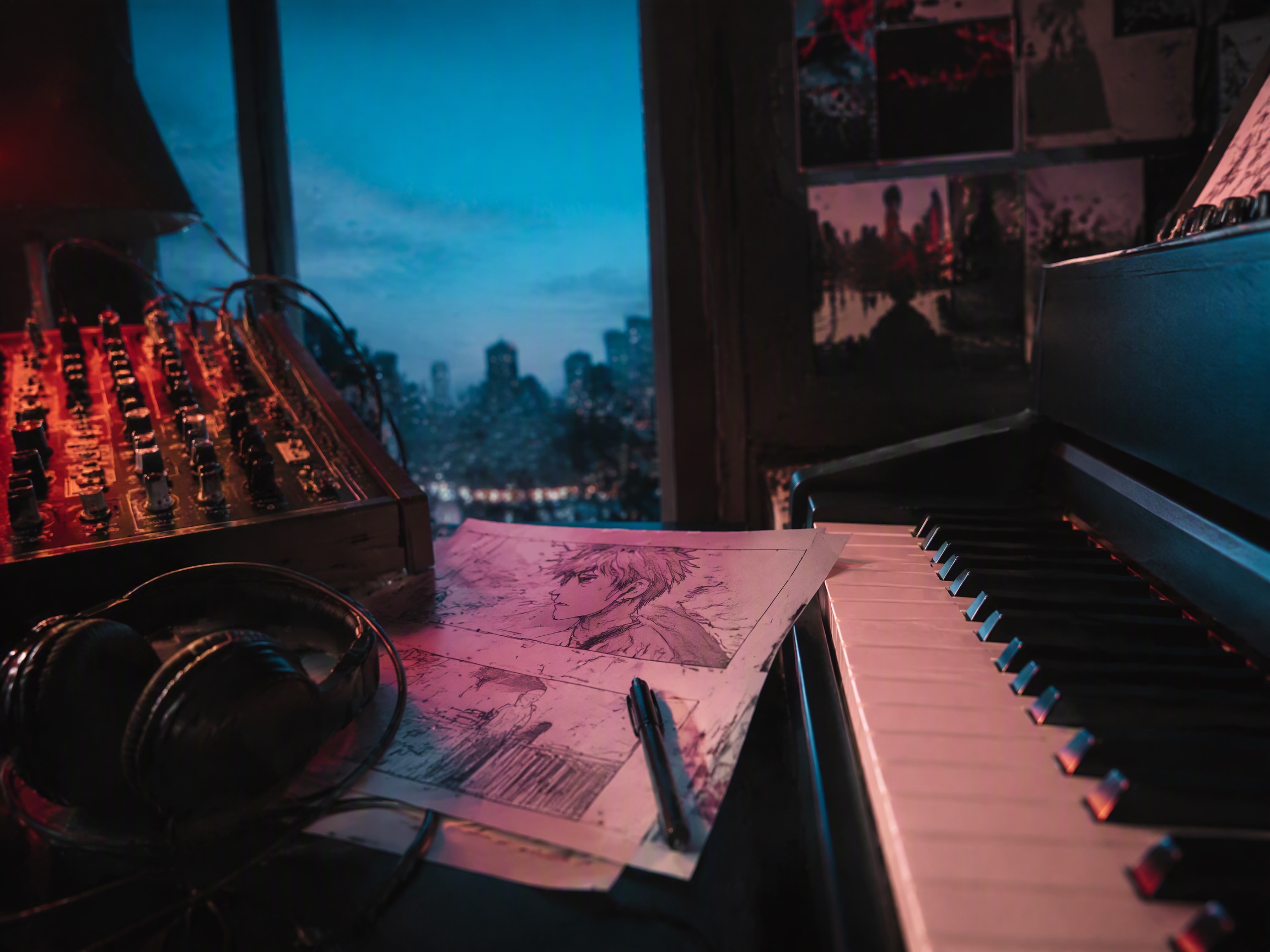 Close-up sound texture inspired by anime opening music