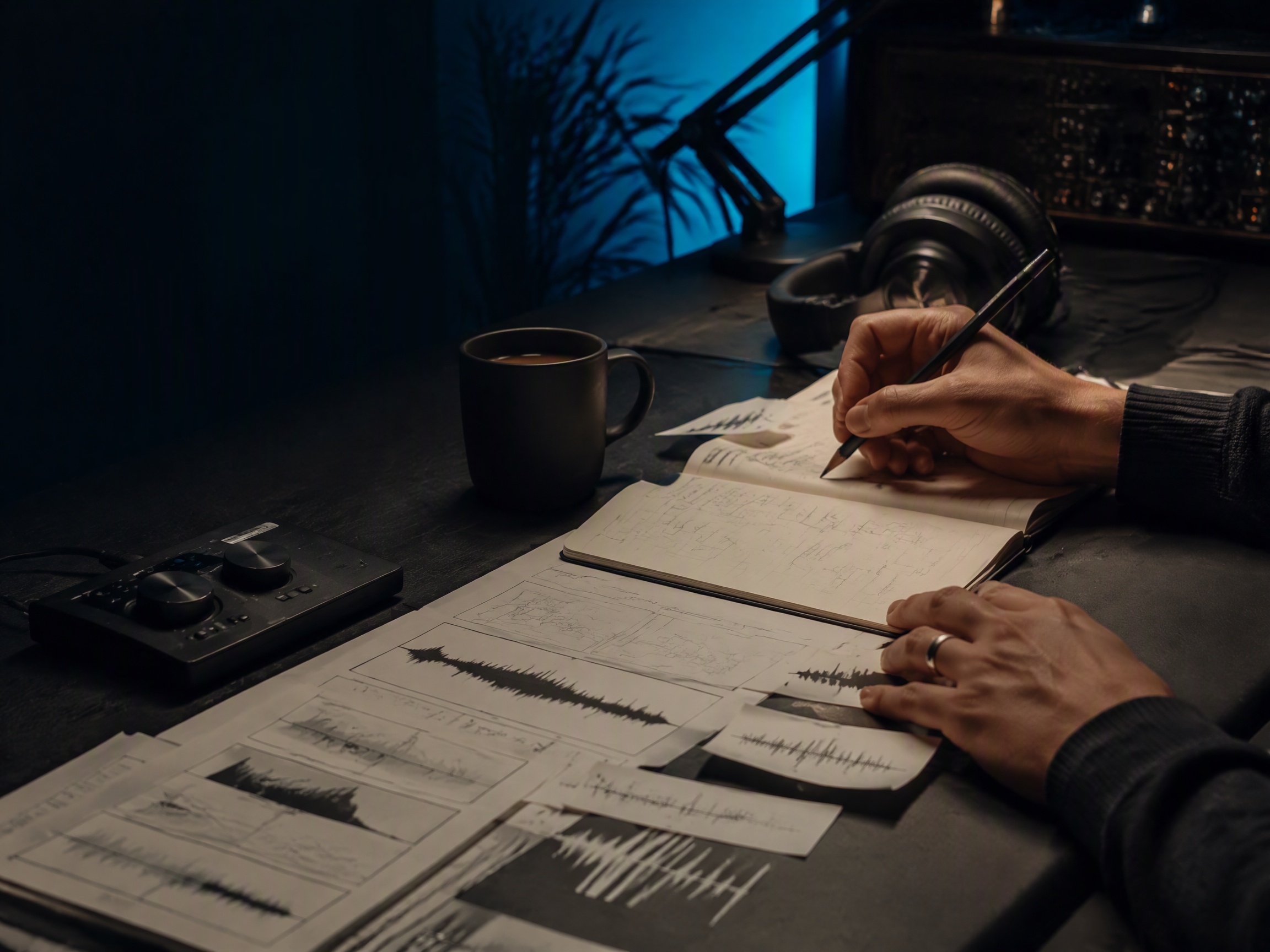 Creative process scene for background music