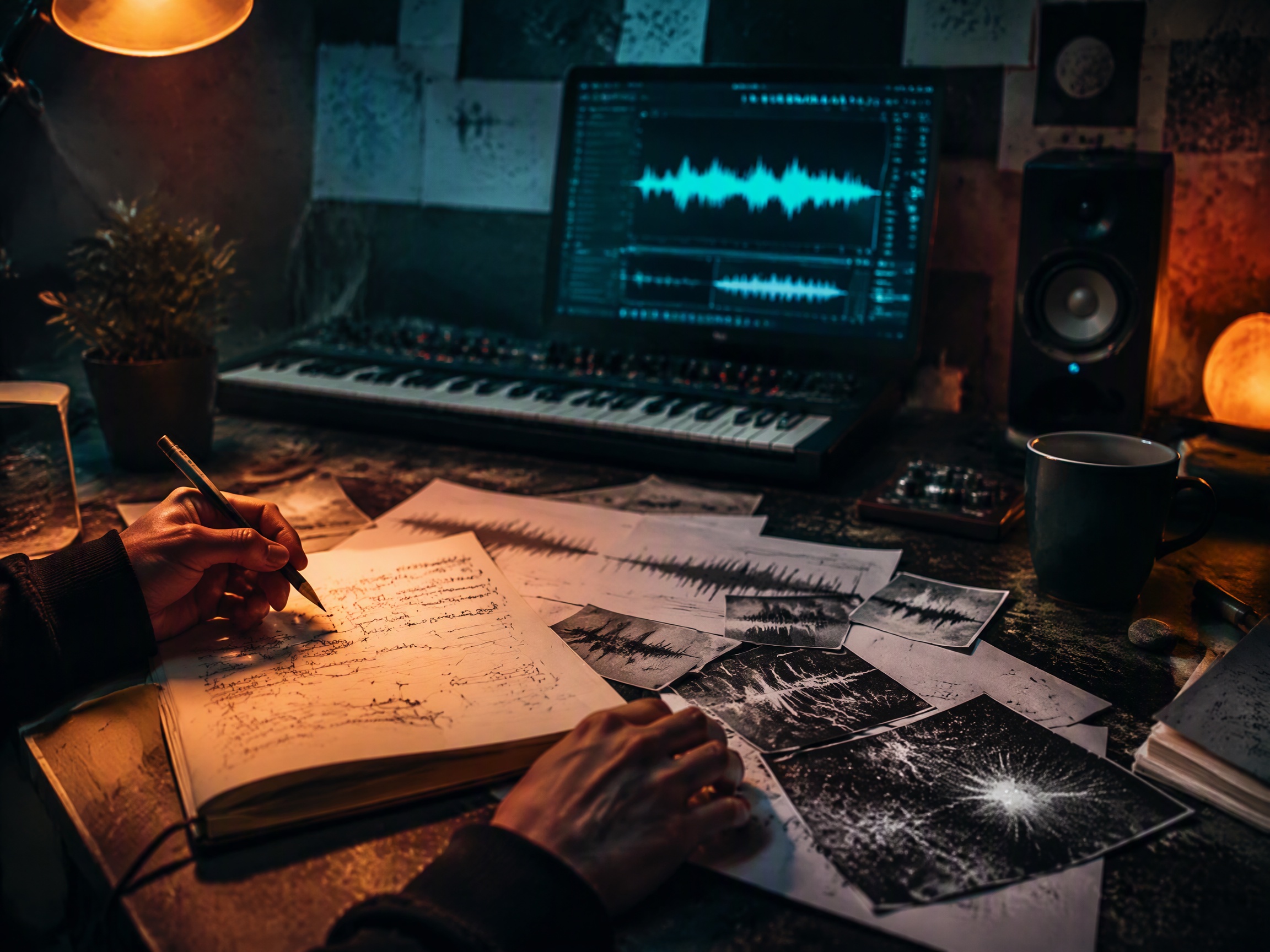 Creative process scene for best ai music music
