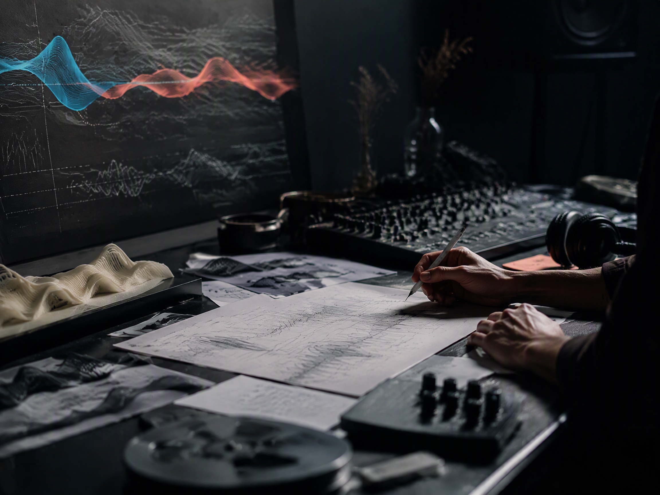 Creative process scene for breathing music