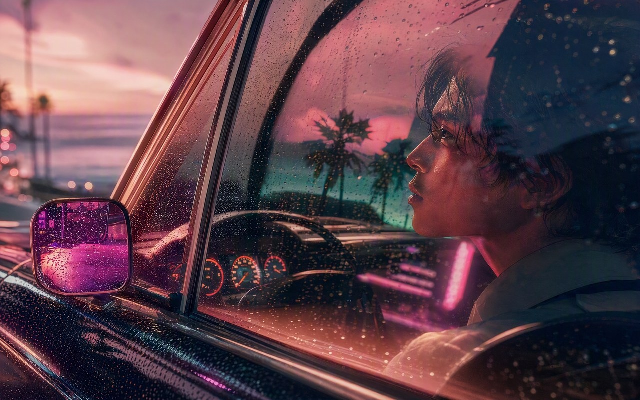 Close-up sound texture inspired by city pop vaporwave ai mv music