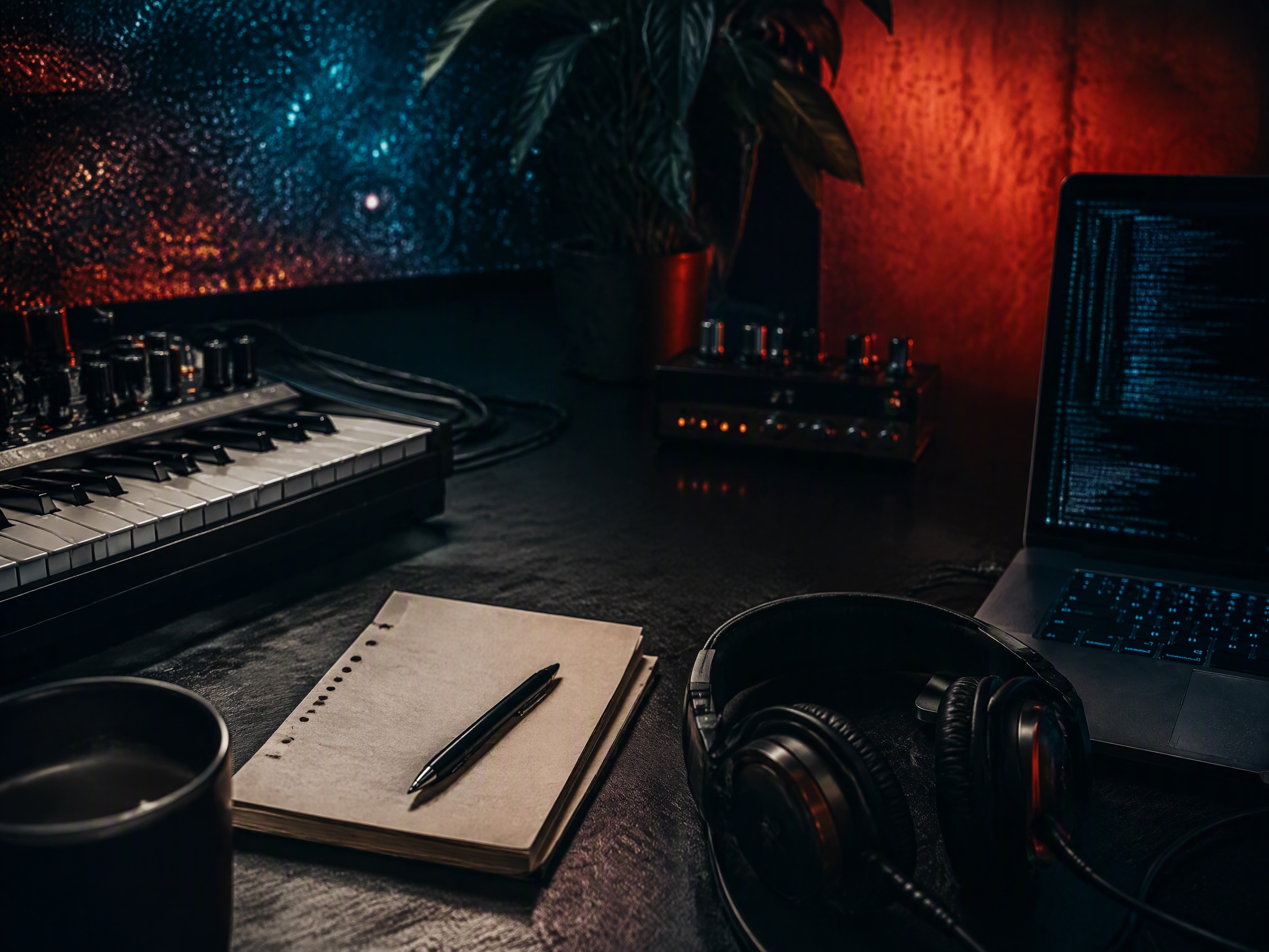 Close-up sound texture inspired by coding music