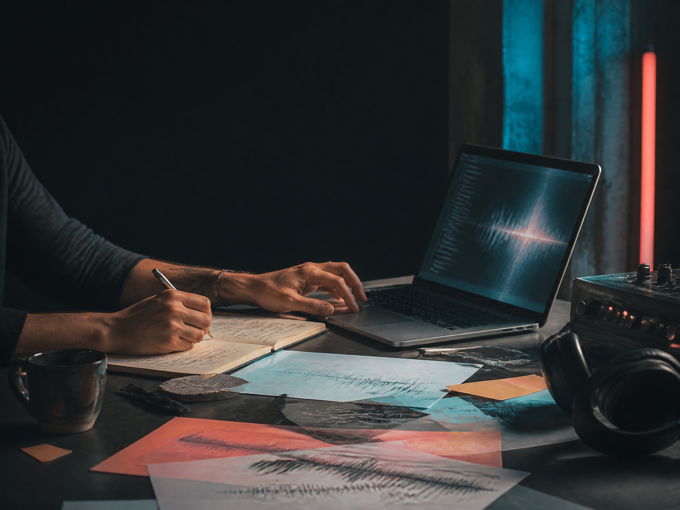 Creative process scene for coding music
