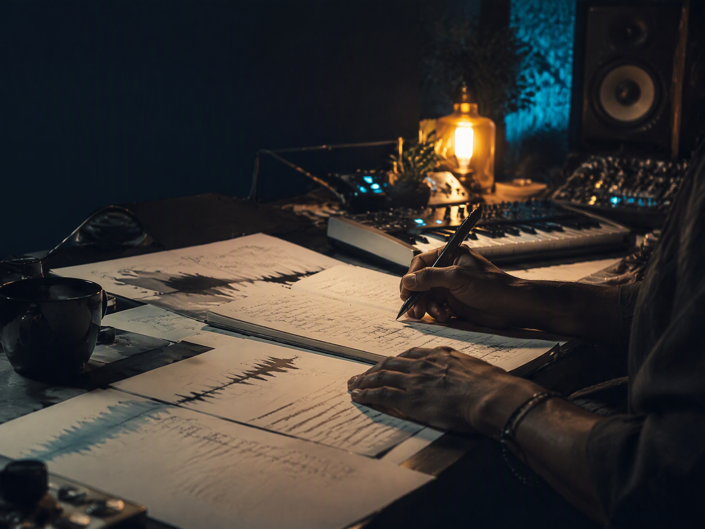 Creative process scene for creative flow music