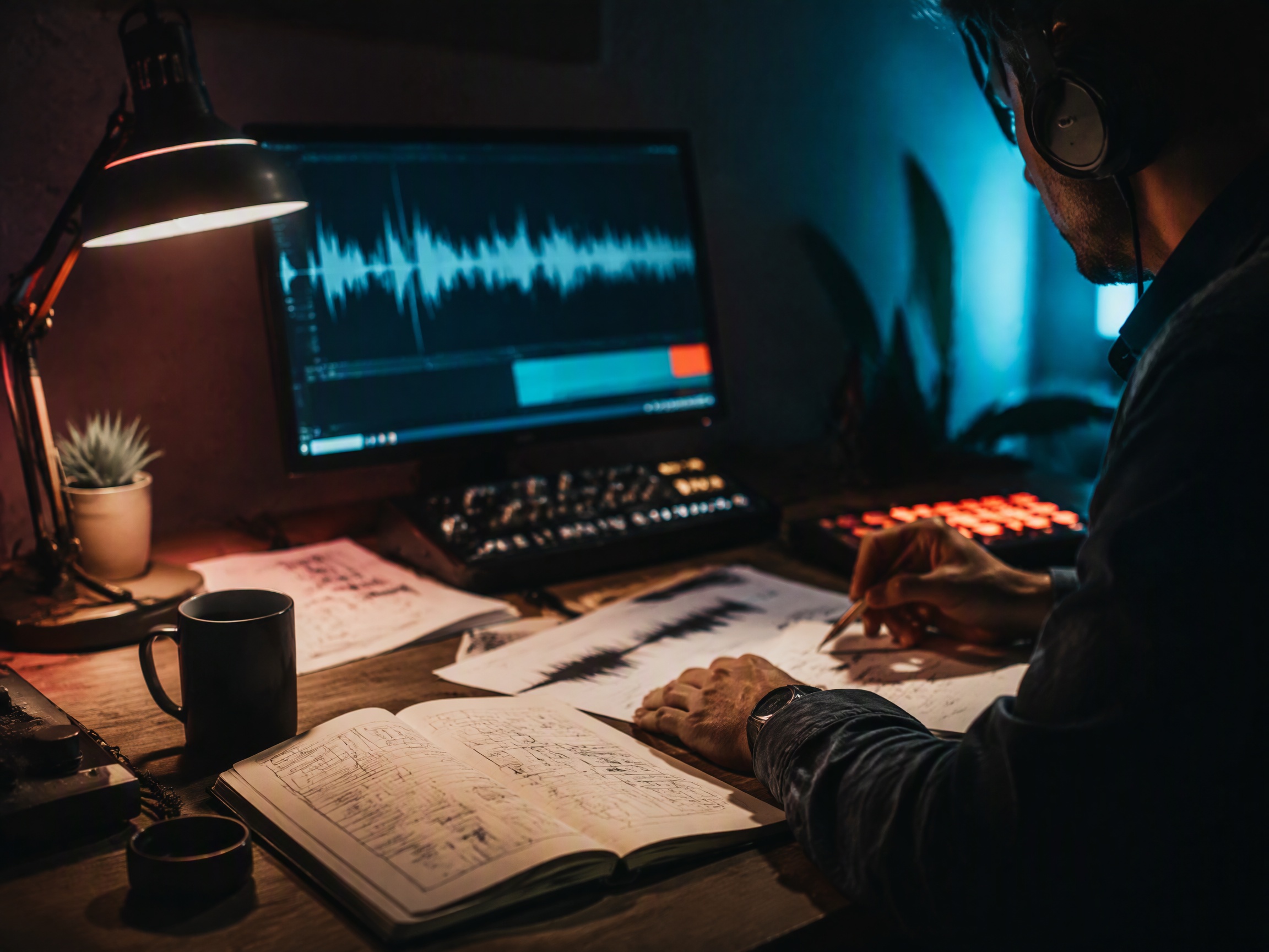 Creative process scene for explainer video music