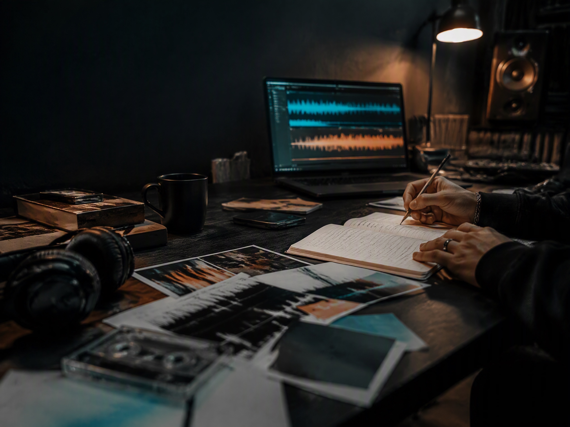 Creative process scene for fan edit music