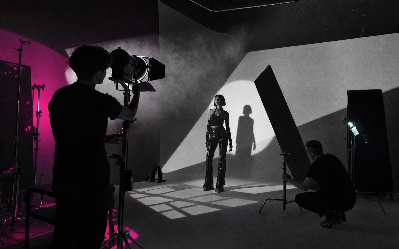 Creative process scene for high contrast black white mv music