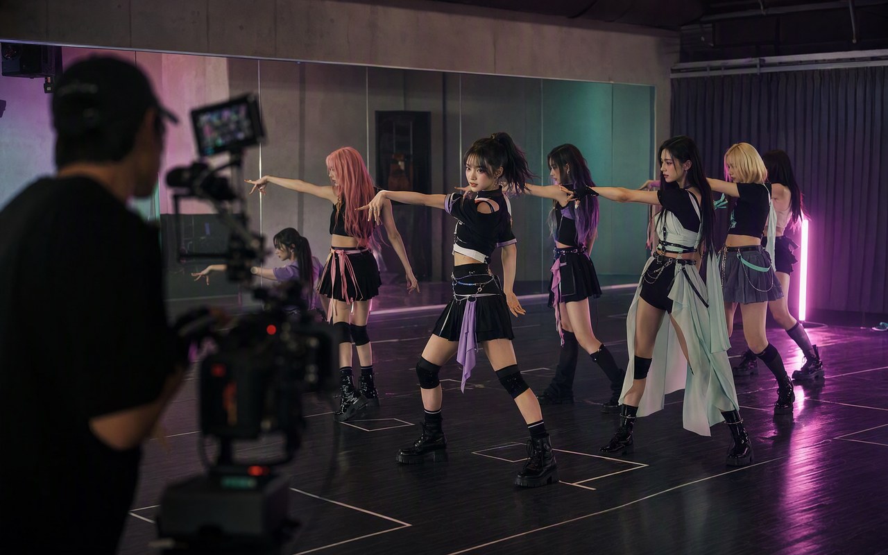 Creative process scene for idol group ai music video music