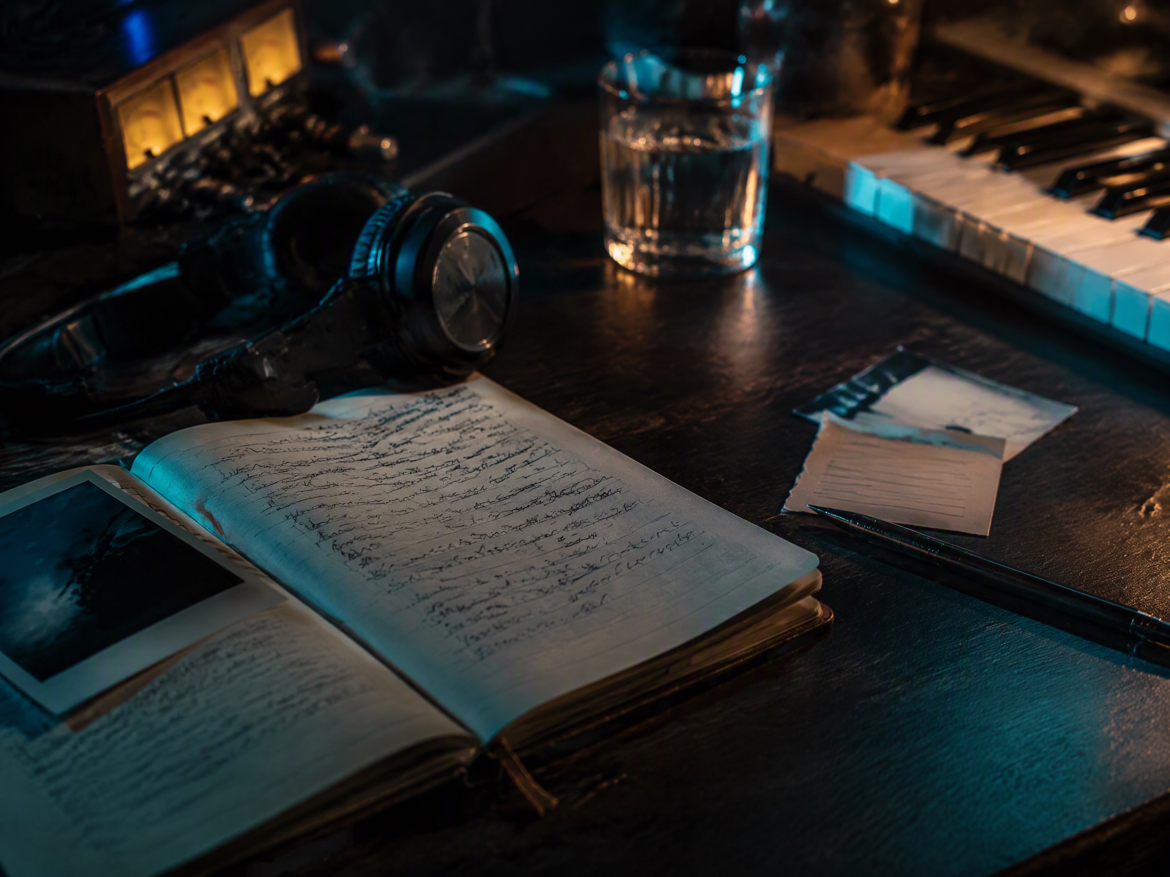 Close-up sound texture inspired by journaling music