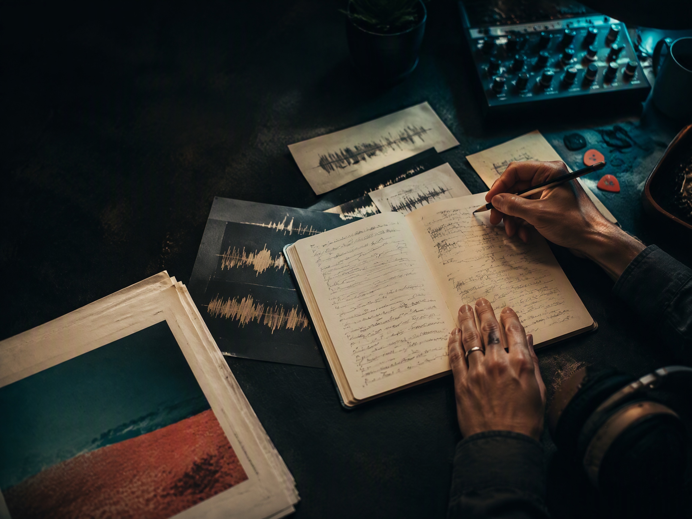 Creative process scene for journaling music