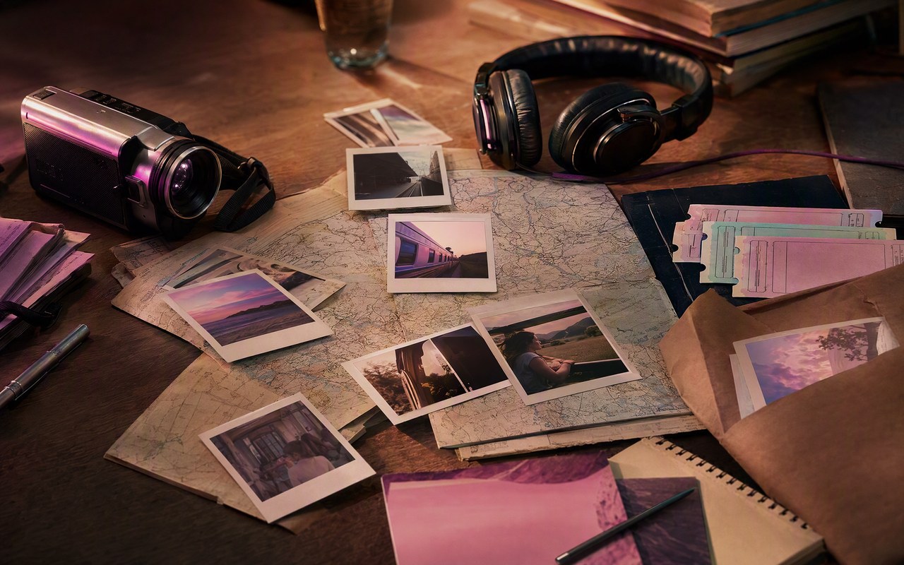 Creative process scene for lofi travel diary ai mv music