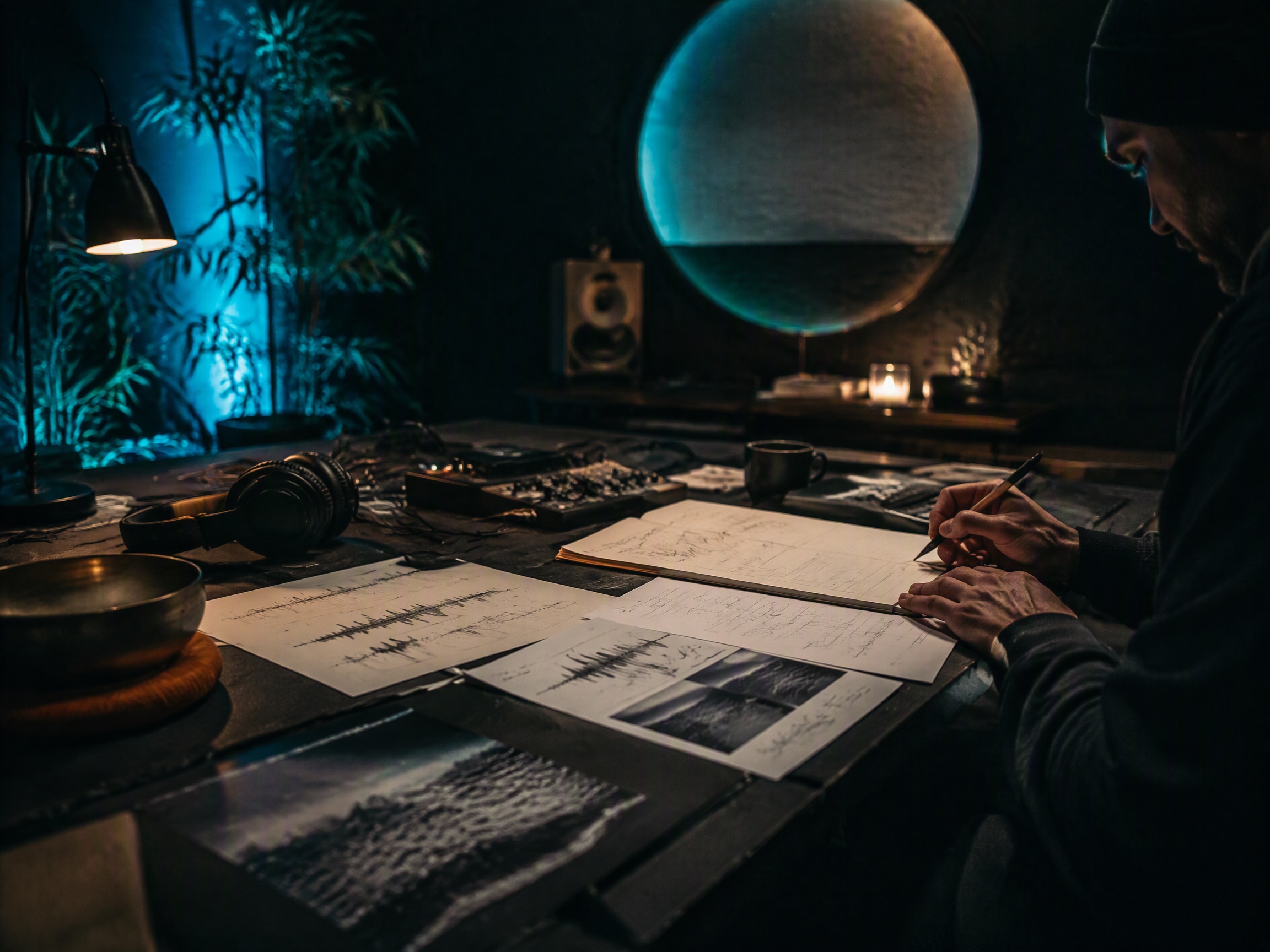 Creative process scene for meditation music