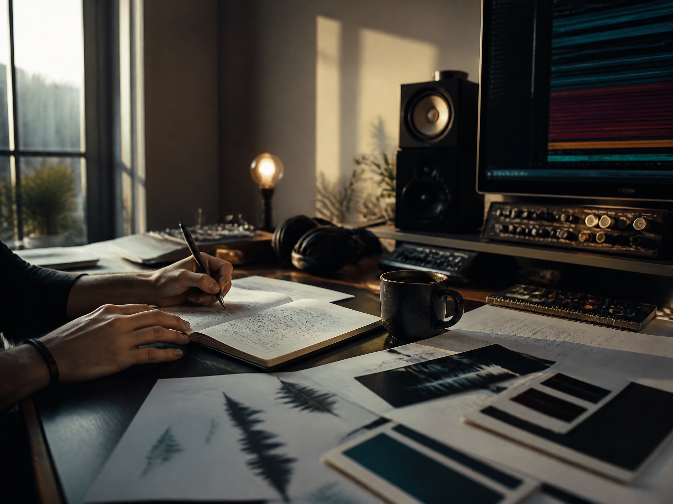 Creative process scene for morning music