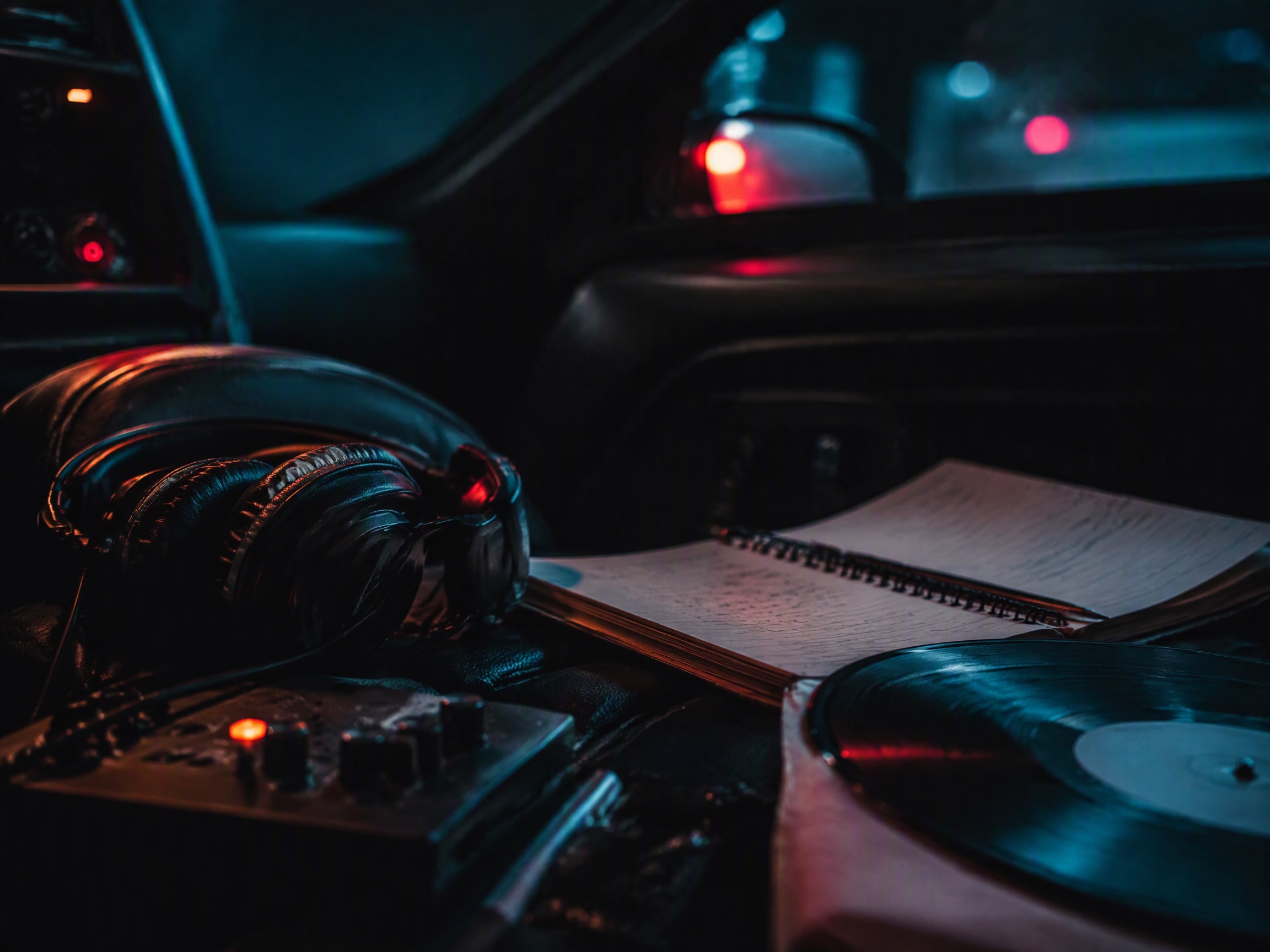 Close-up sound texture inspired by night drive music
