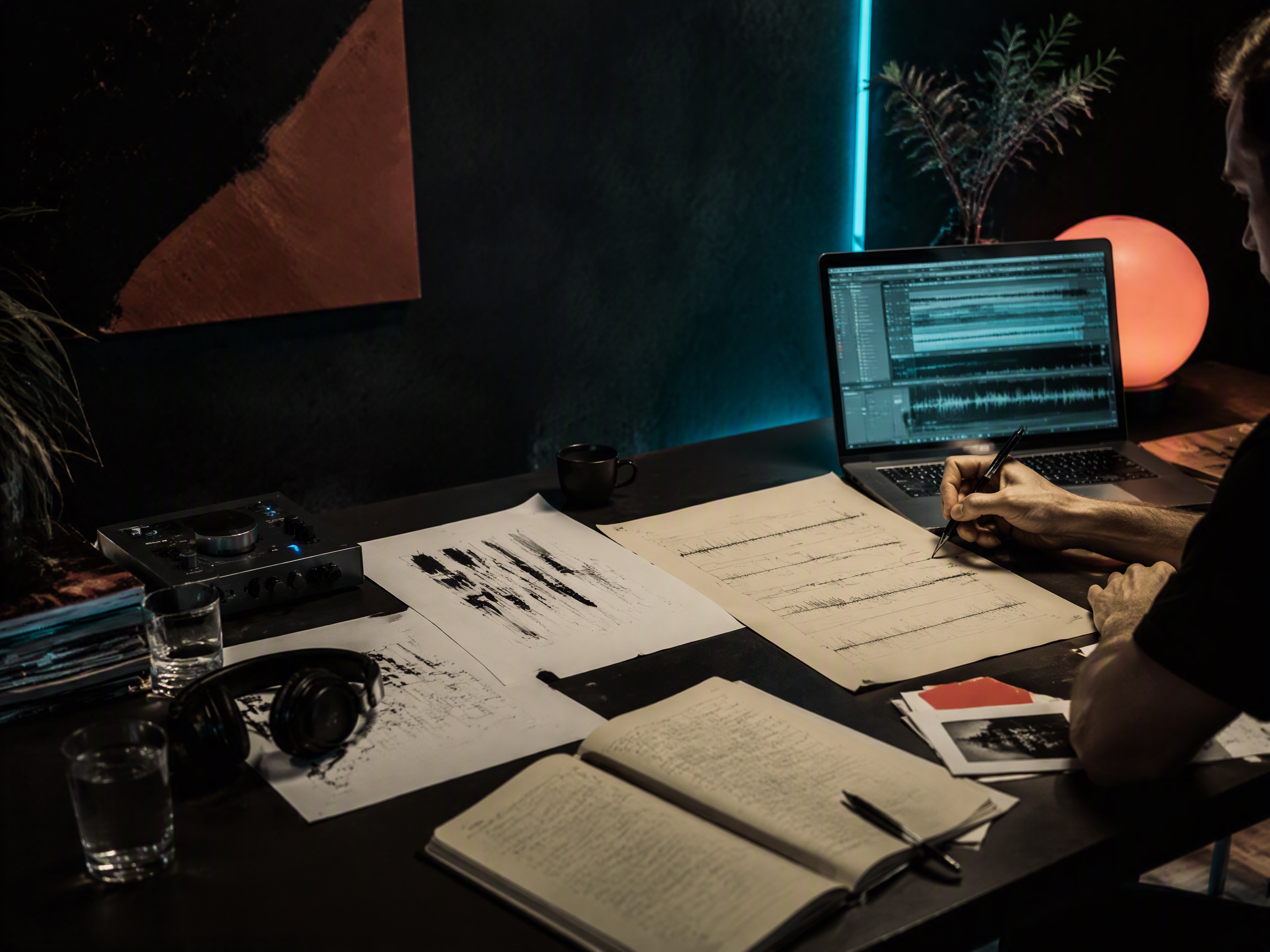 Creative process scene for product demo music