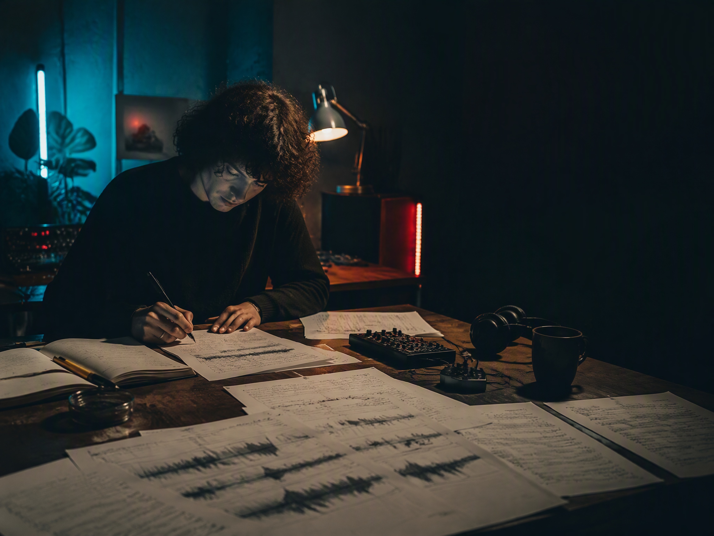 Creative process scene for reading music