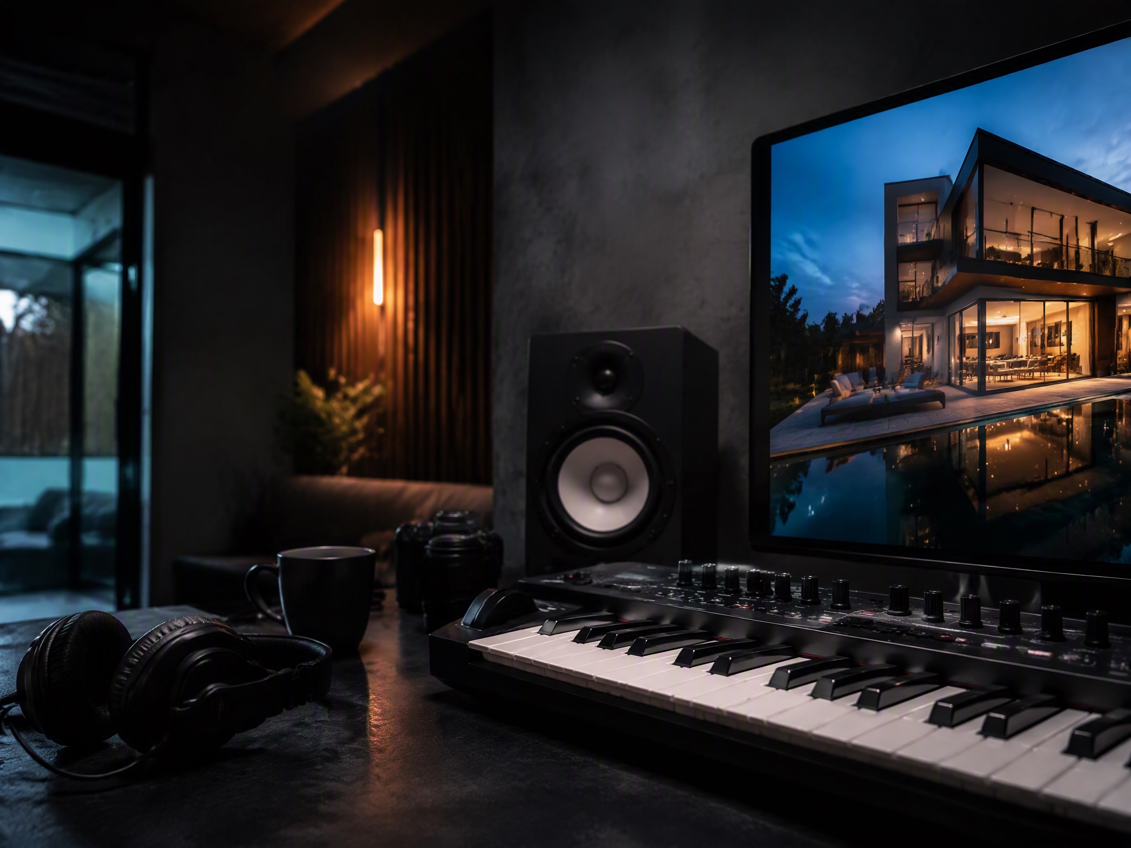 Close-up sound texture inspired by real estate video music