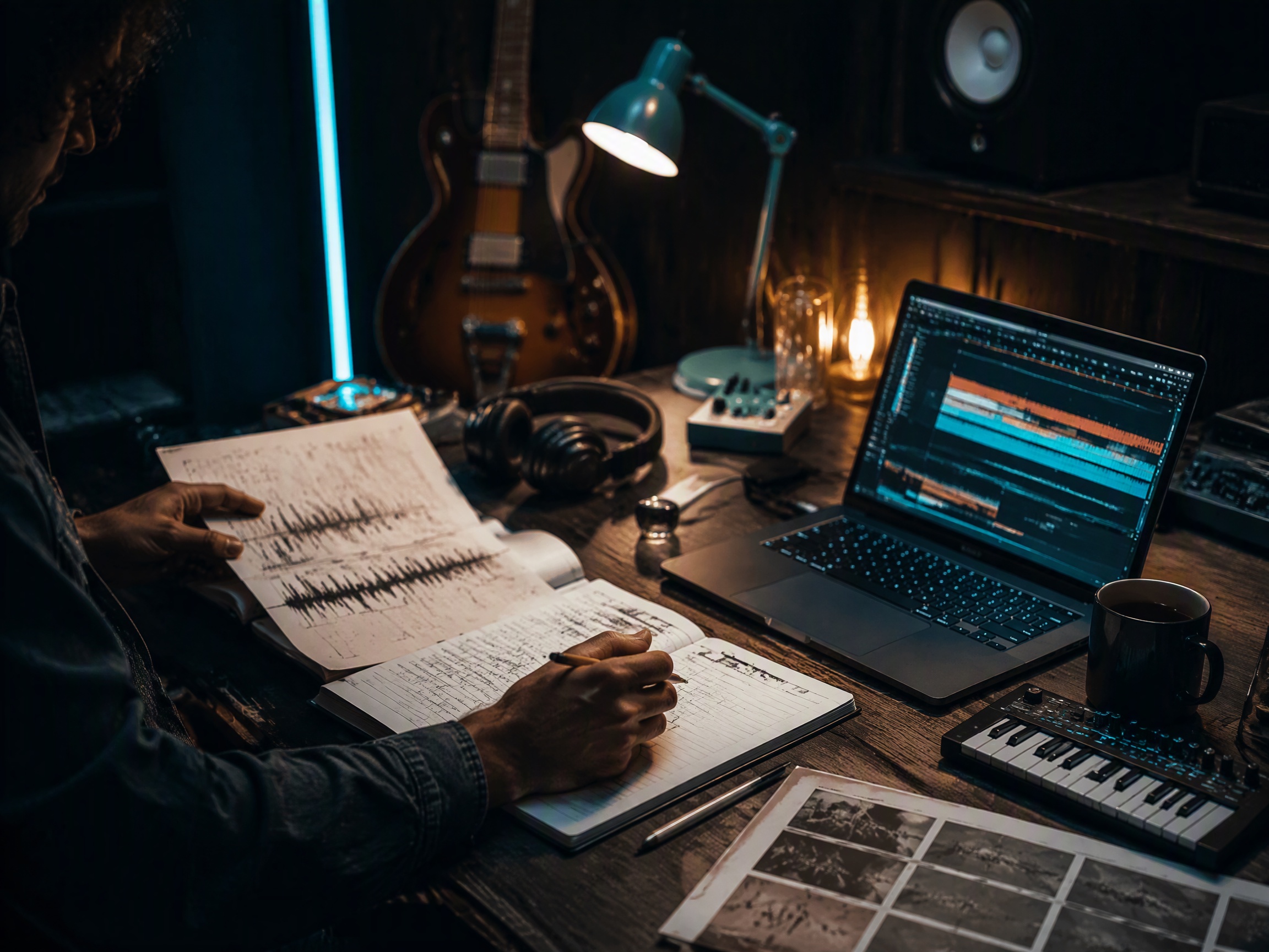 Creative process scene for reels music