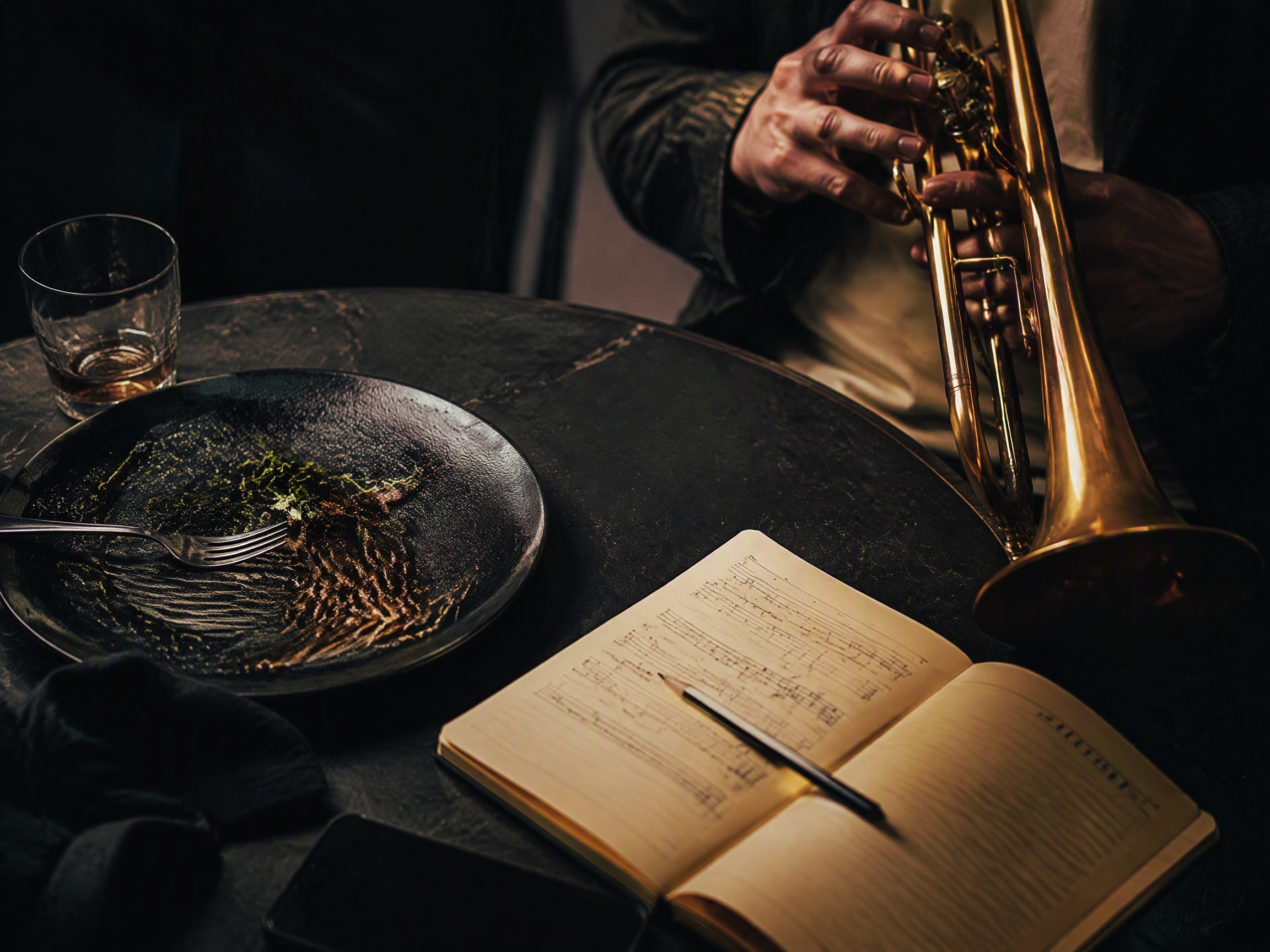 Close-up sound texture inspired by restaurant music