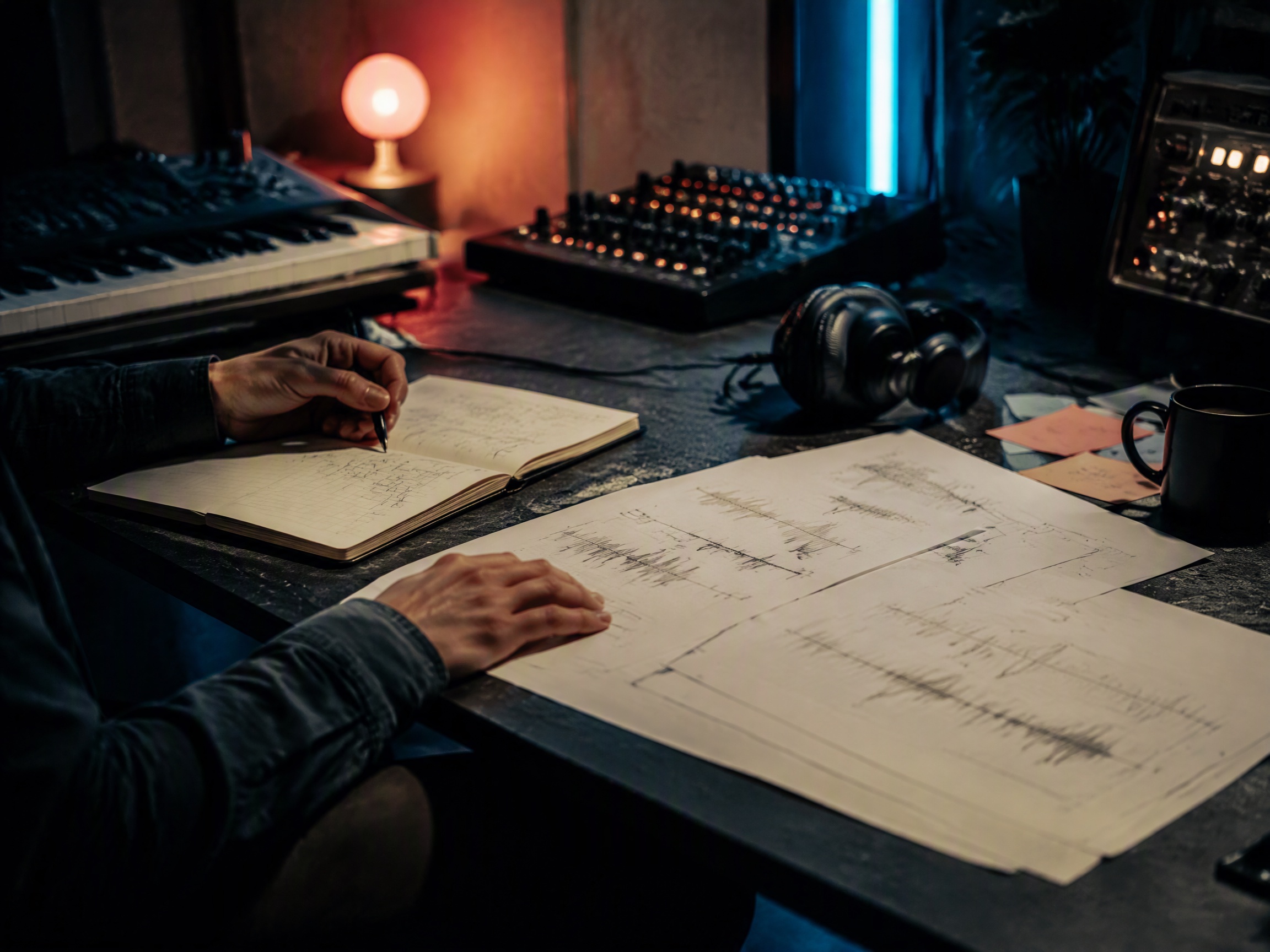 Creative process scene for royalty free music