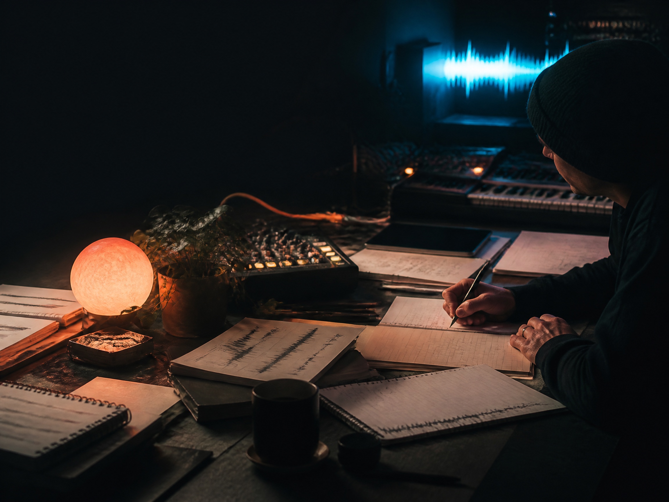 Creative process scene for sleep music