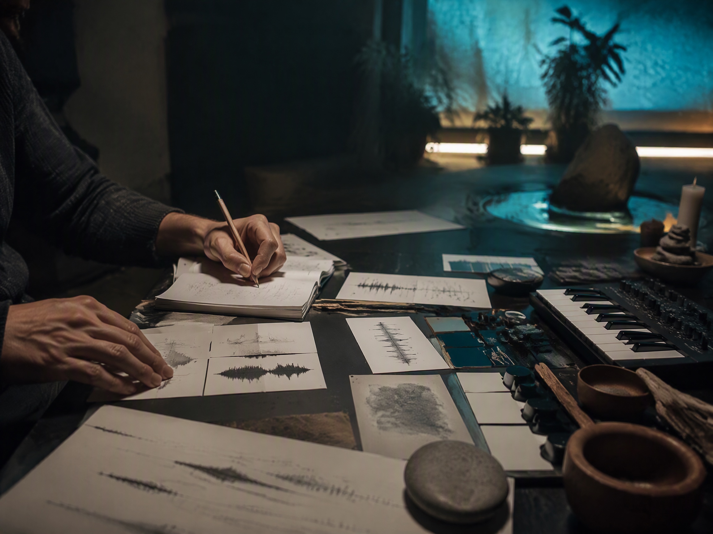 Creative process scene for spa music