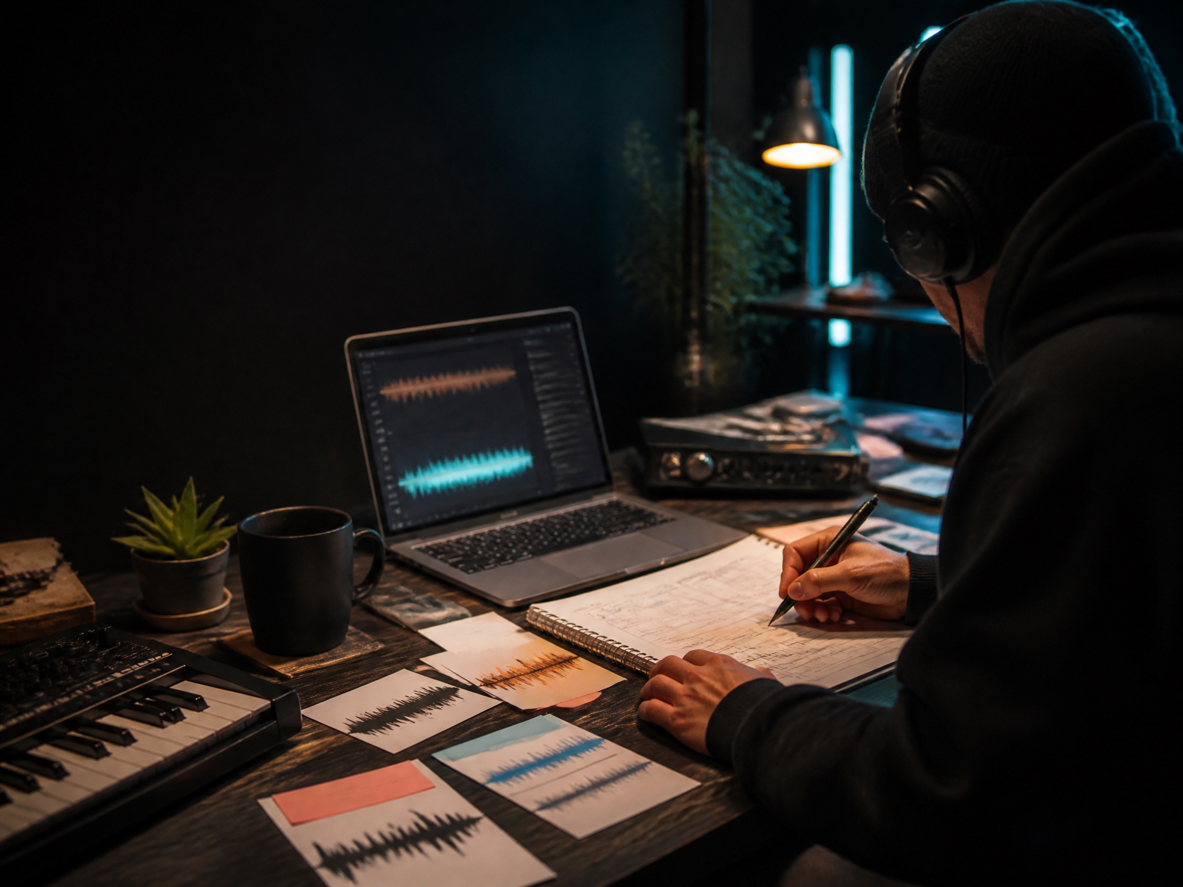 Creative process scene for streamers music
