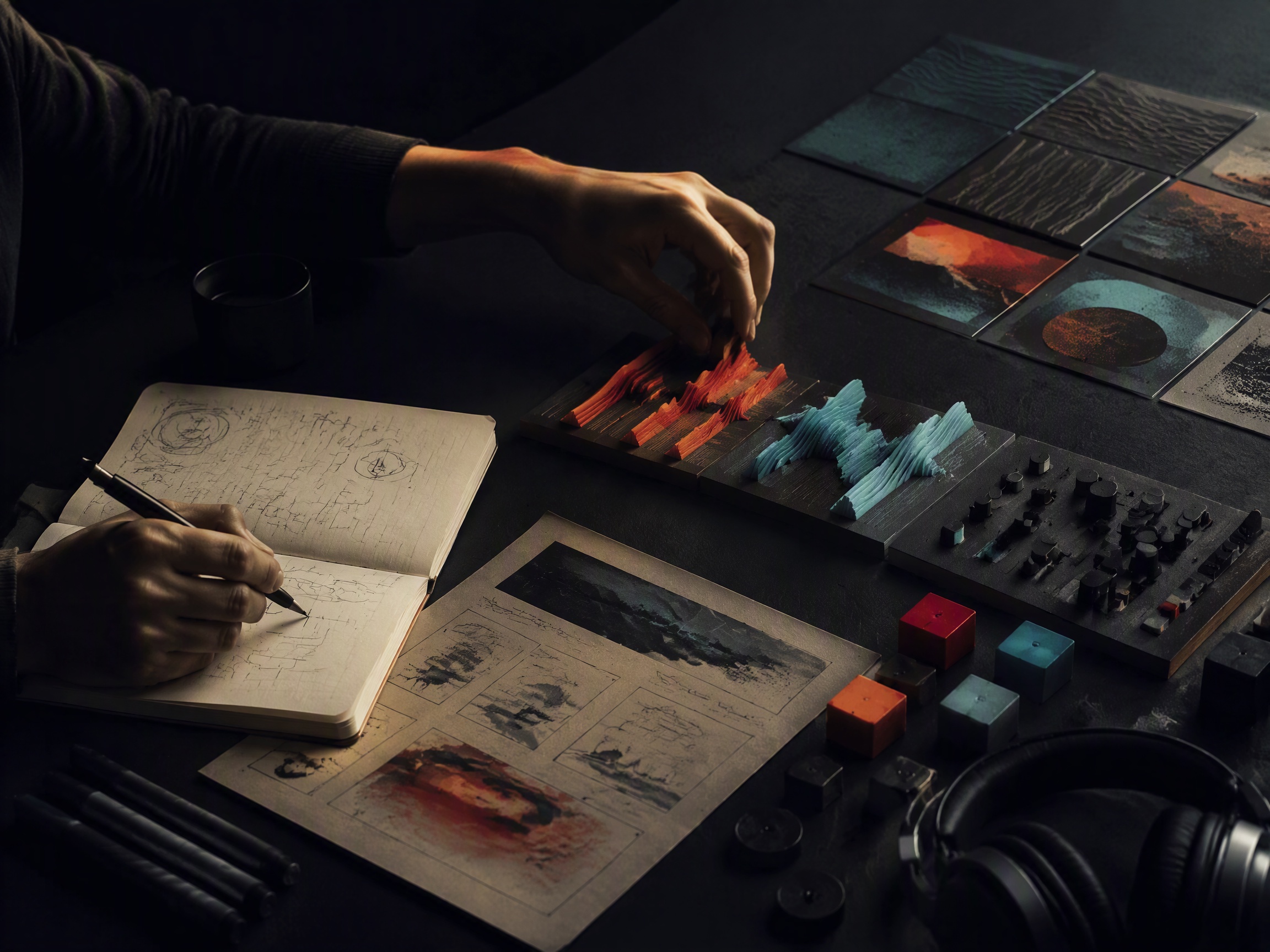 Creative process scene for suno vs mureka music