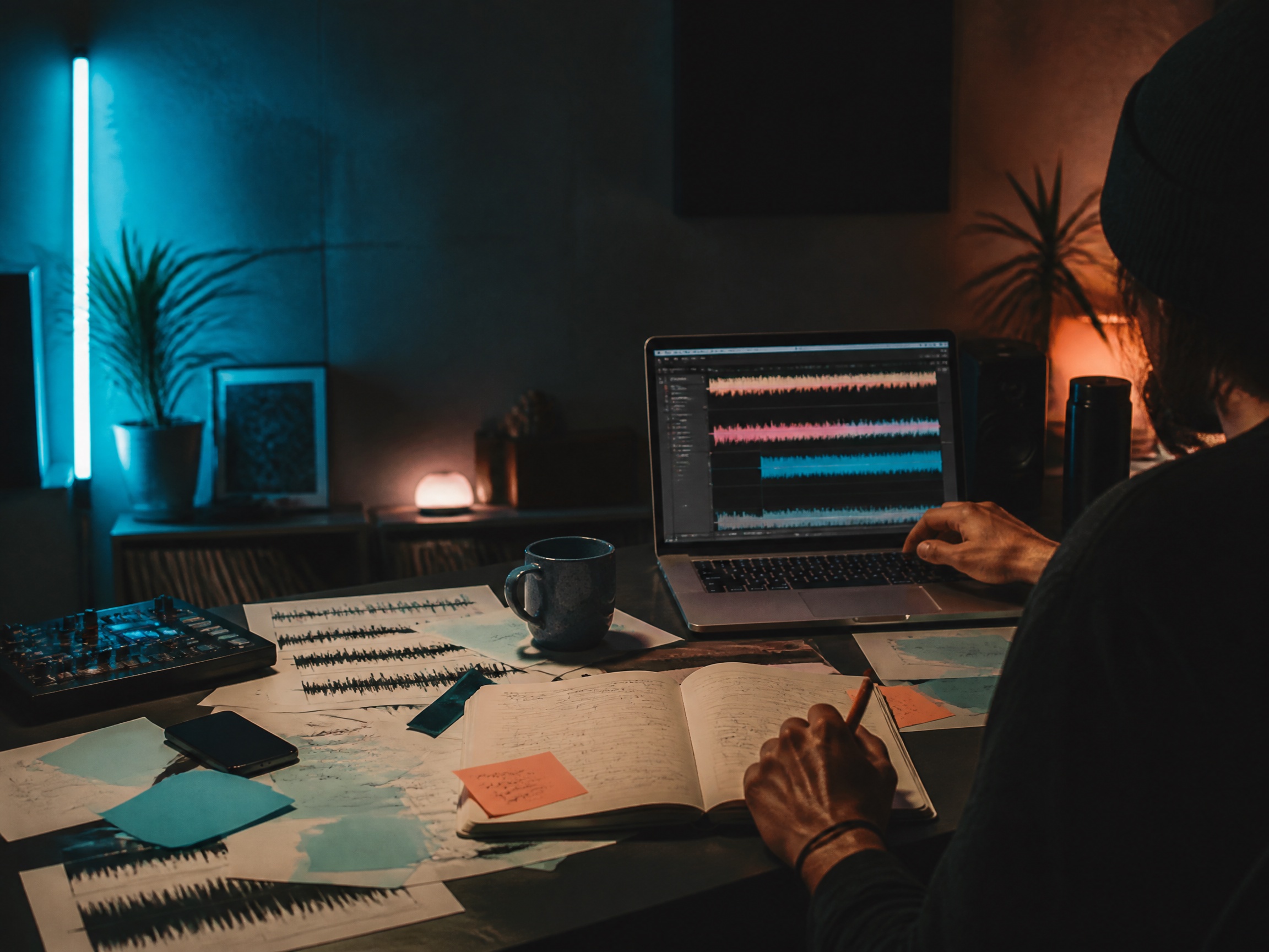 Creative process scene for tiktok music