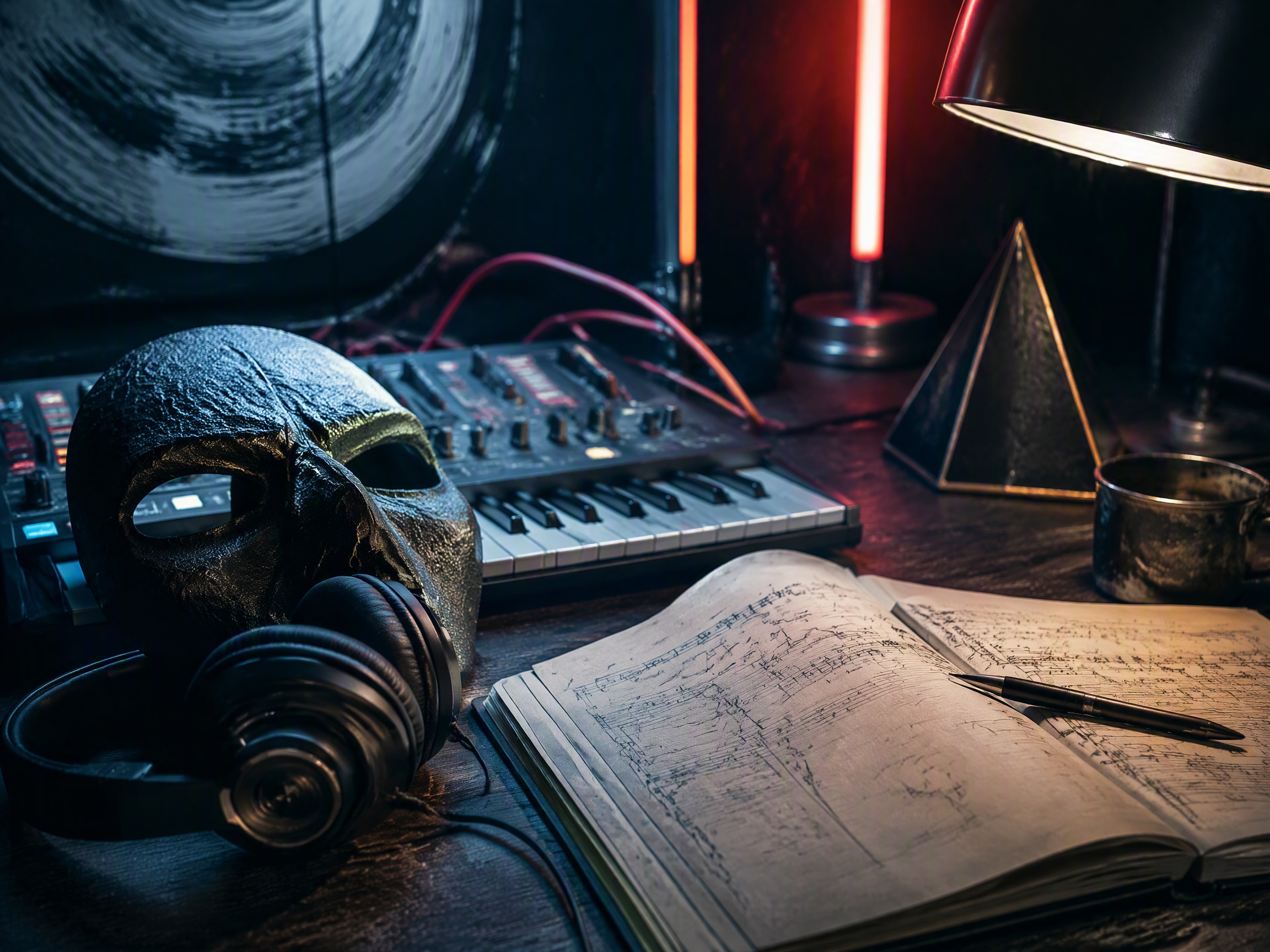Close-up sound texture inspired by villain theme music