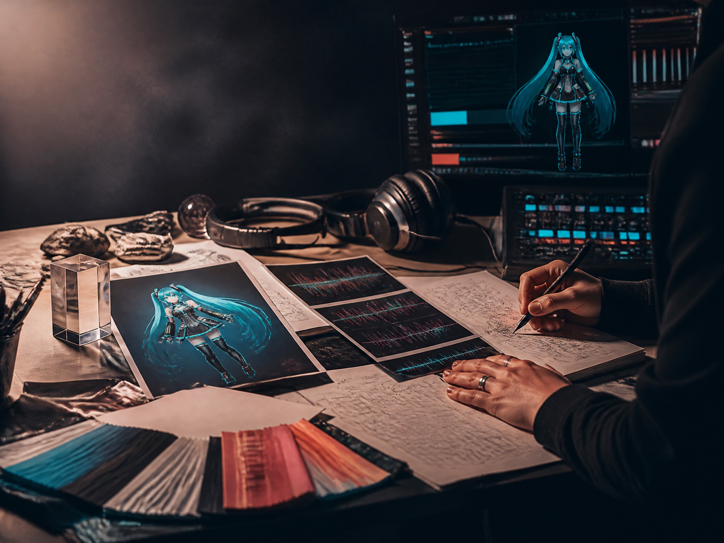 Creative process scene for virtual idol music