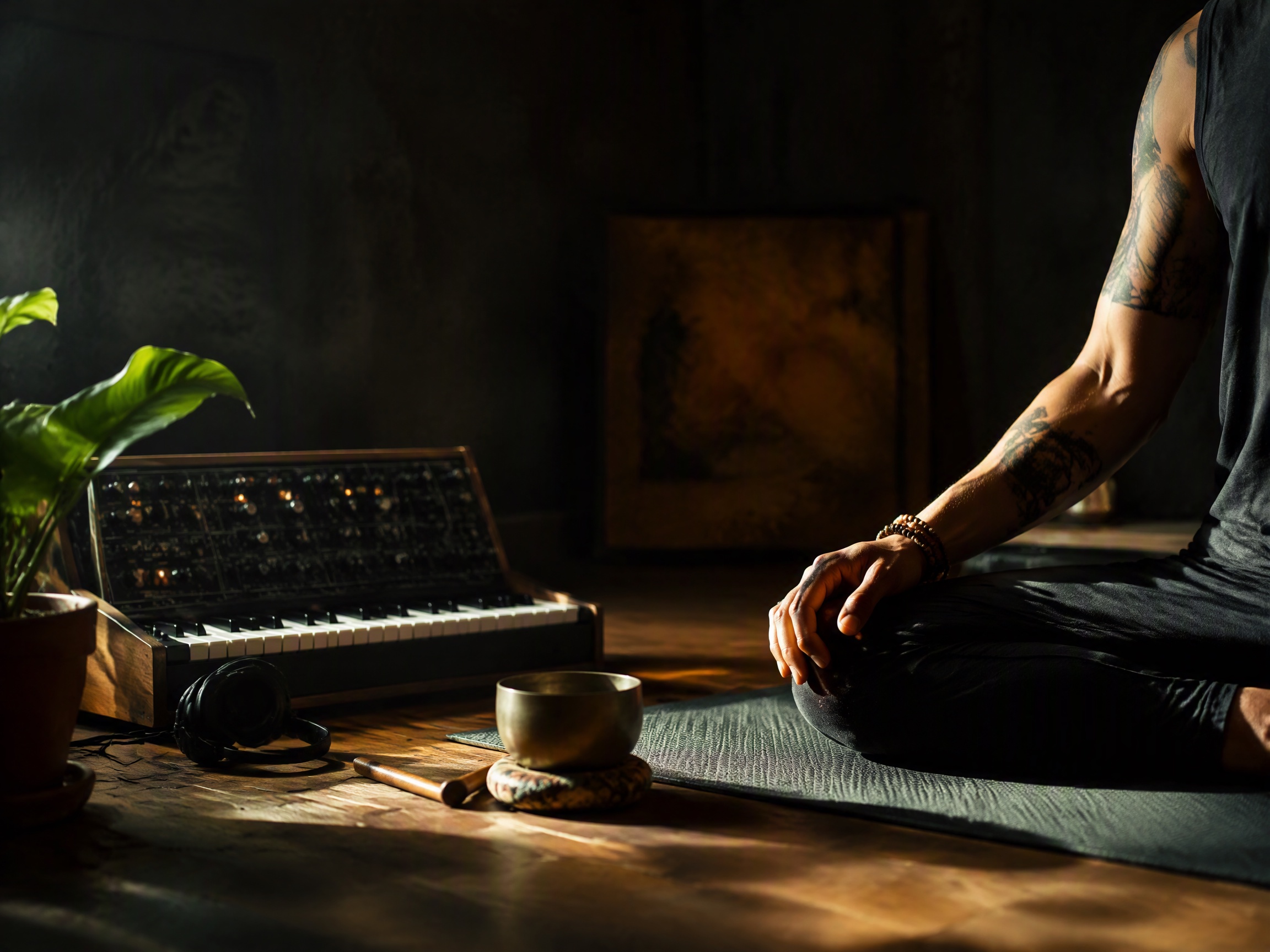 Close-up sound texture inspired by yoga music