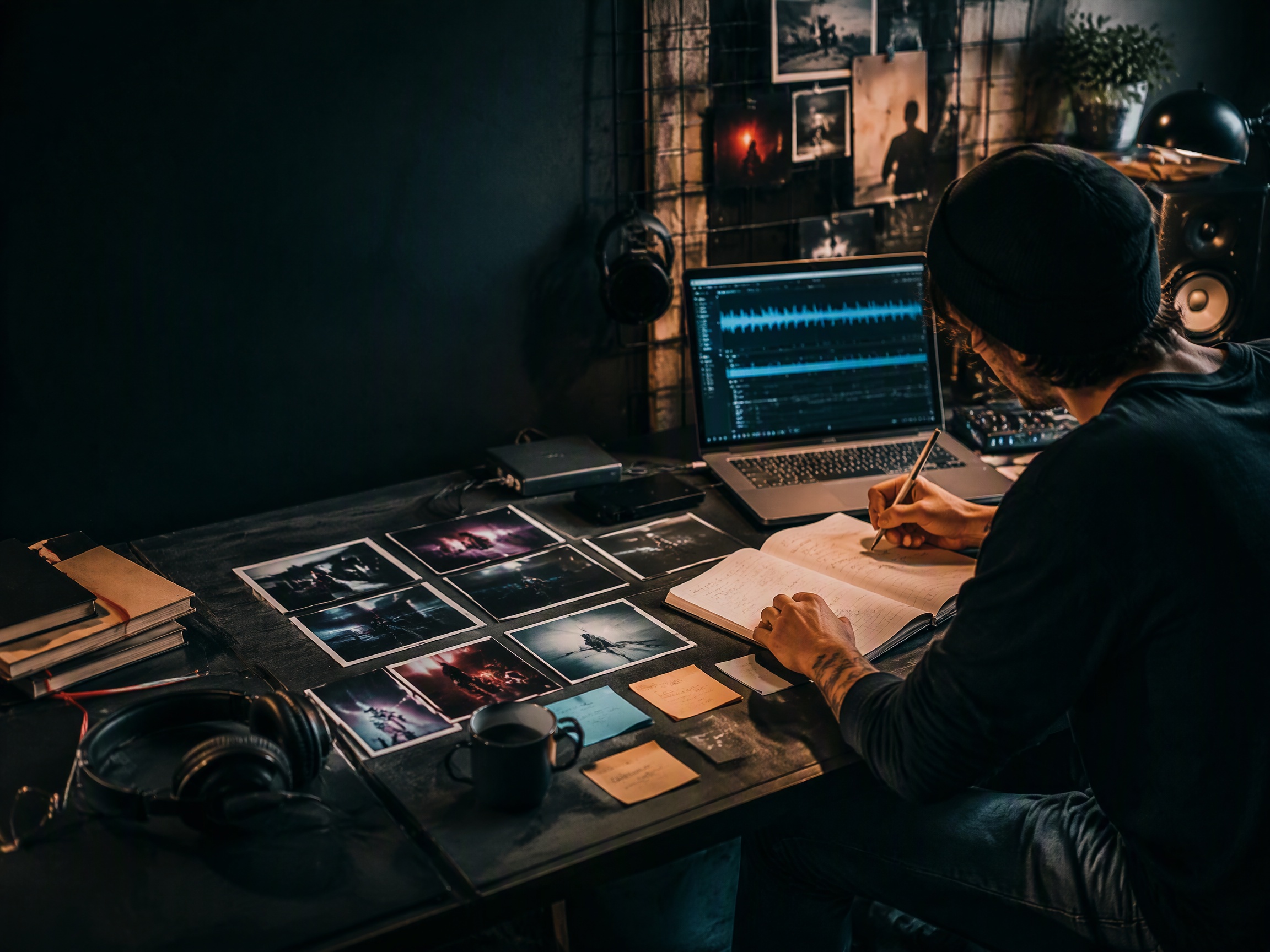 Creative process scene for youtube music